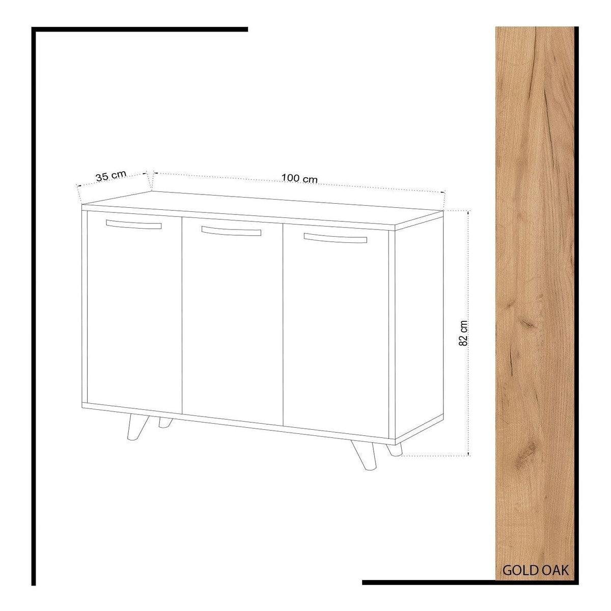 Comoda Piffa, stejar/alb, PAL melaminat, 100x35x82 cm