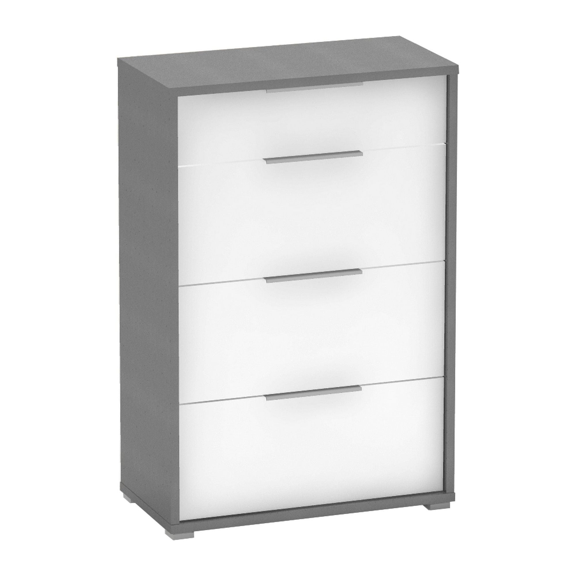 Comoda RIOMA NEW TIPUL 22, gri grafit/alb, PAL laminat/metal, 75x38x112 cm