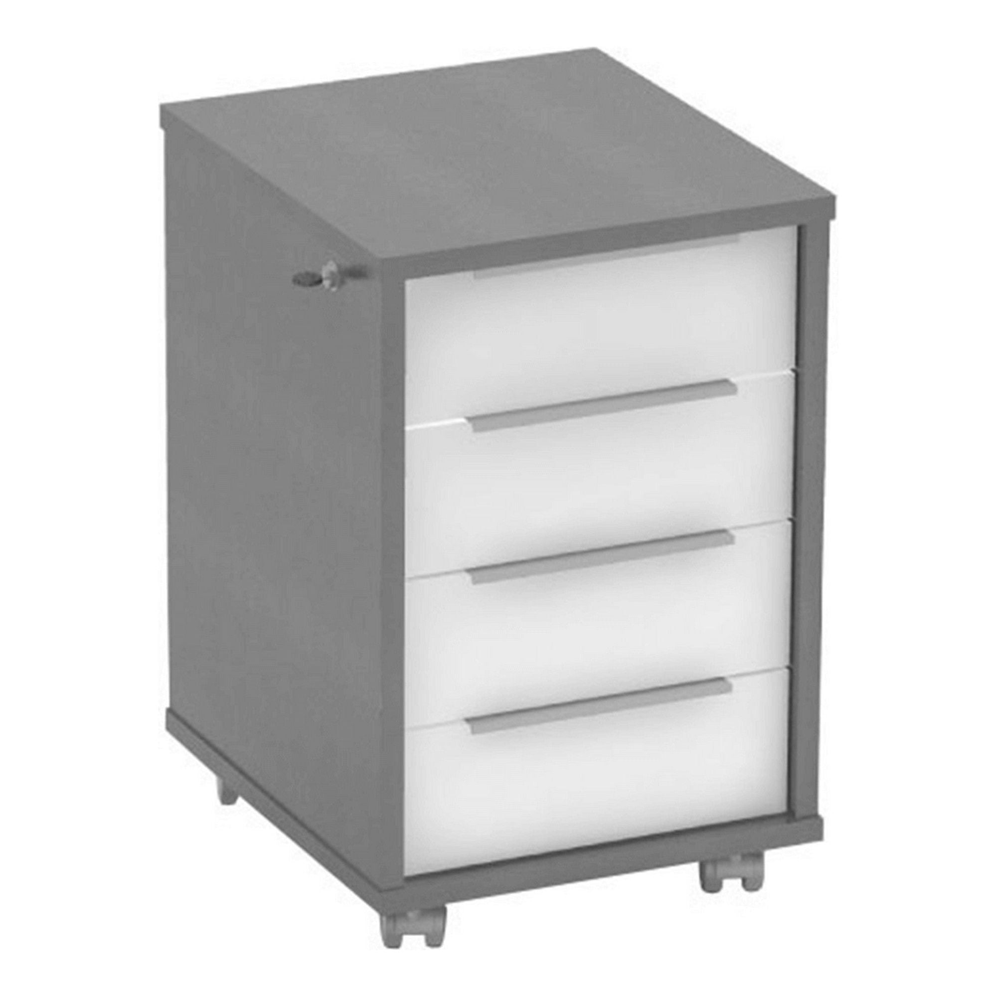 Comoda RIOMA NEW TYP 30, gri grafit/alb, PAL laminat/metal, 43x48x67 cm