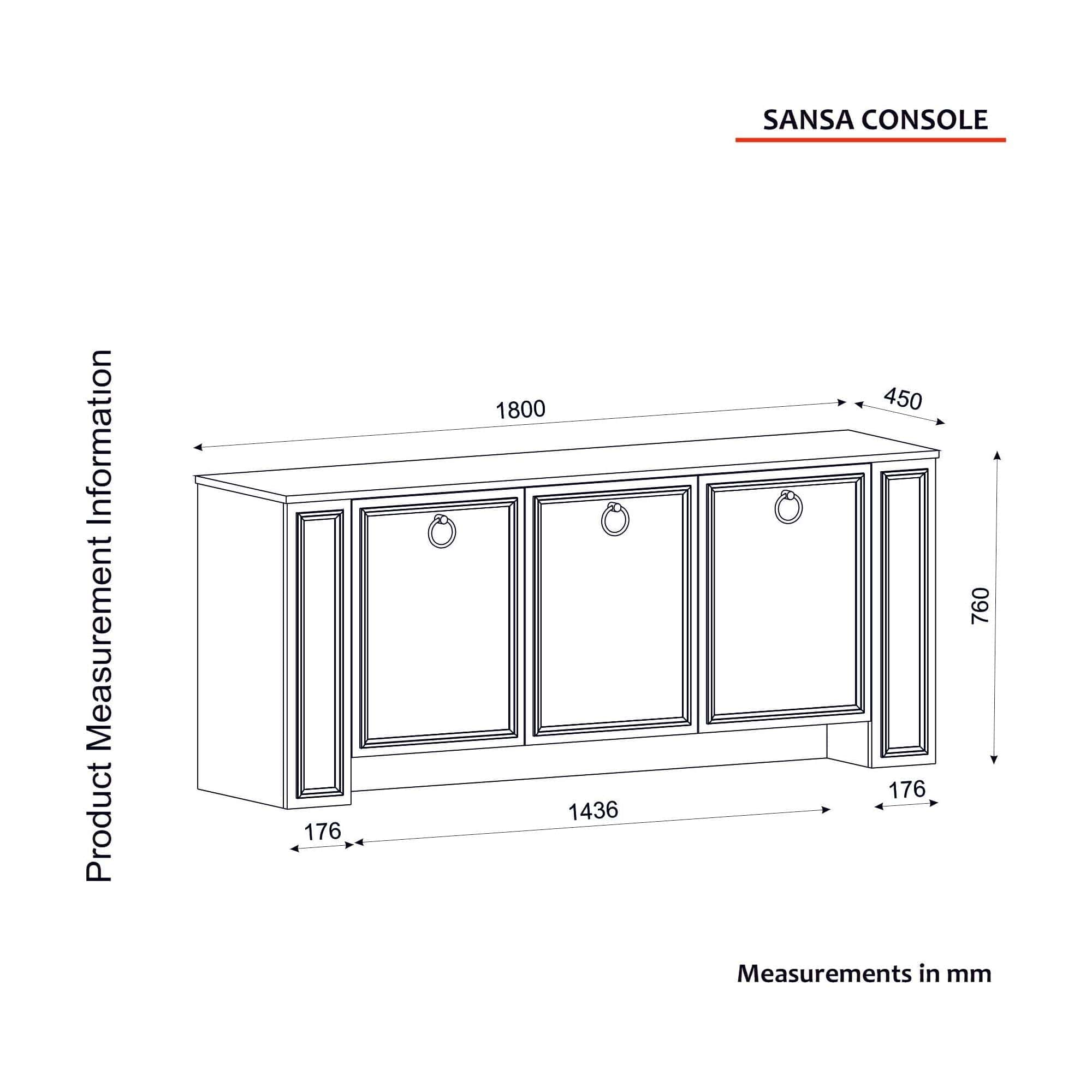 Comoda Sansa, alb/nuc, PAL melaminat, 180x76x45 cm