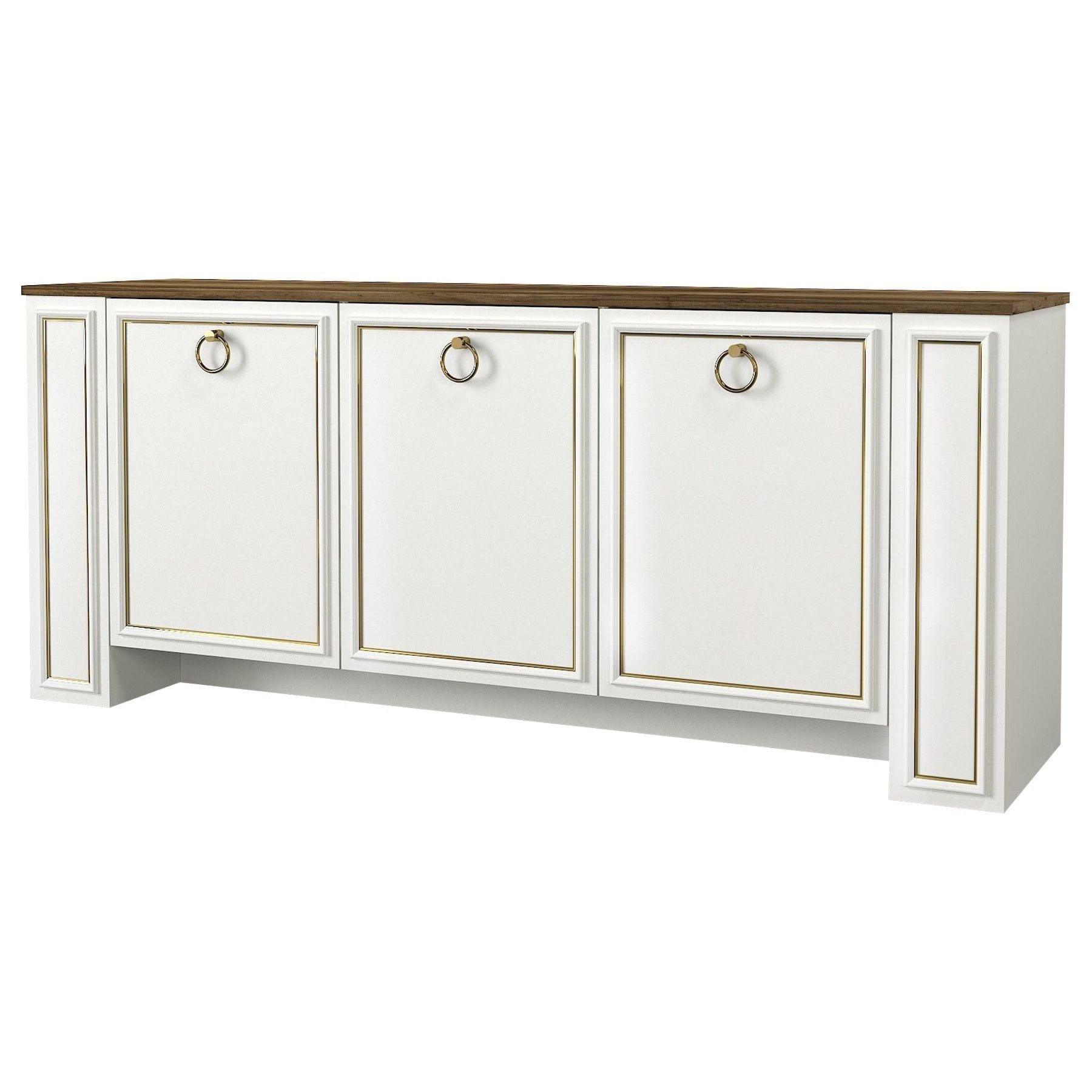 Comoda Sansa, alb/nuc, PAL melaminat, 180x76x45 cm