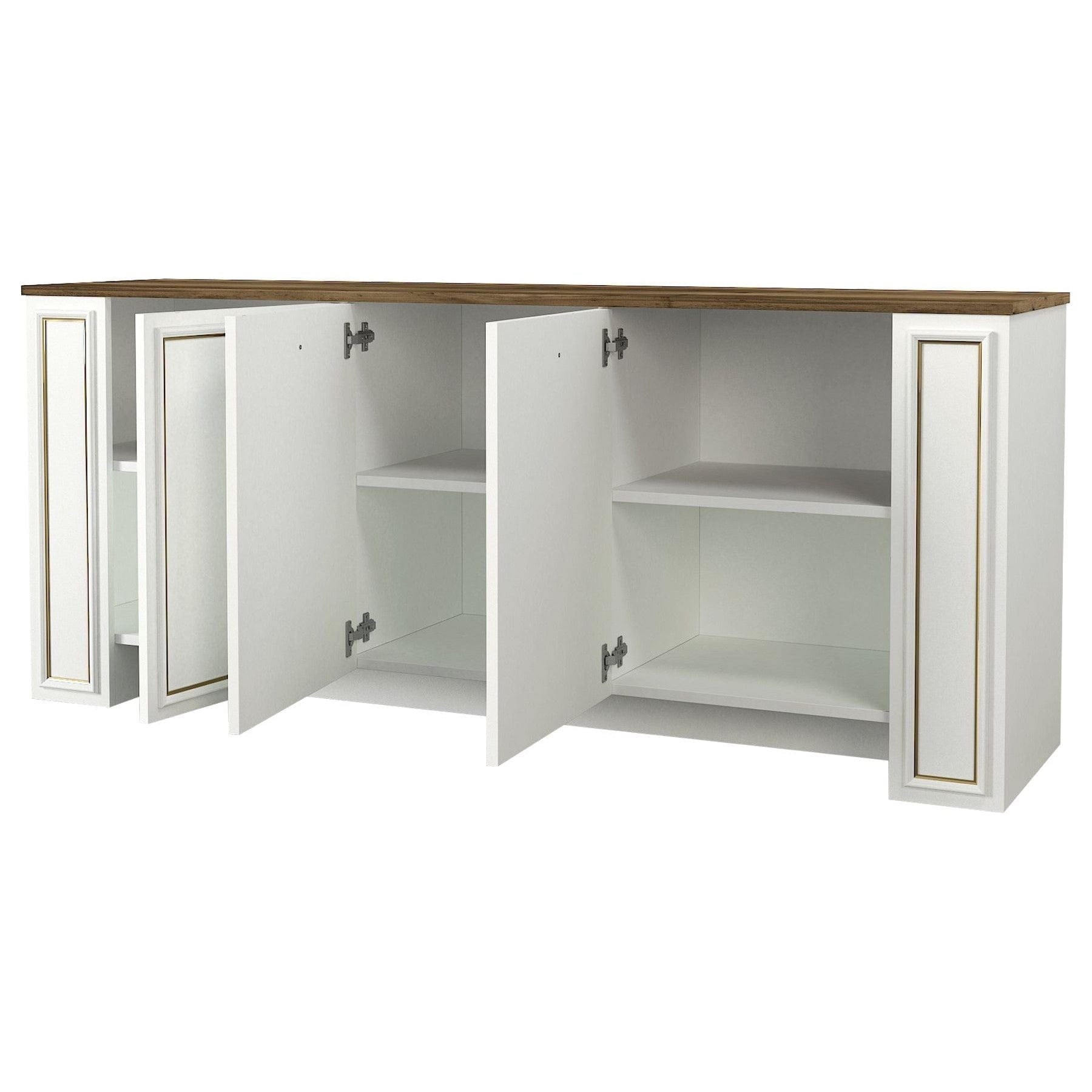 Comoda Sansa, alb/nuc, PAL melaminat, 180x76x45 cm