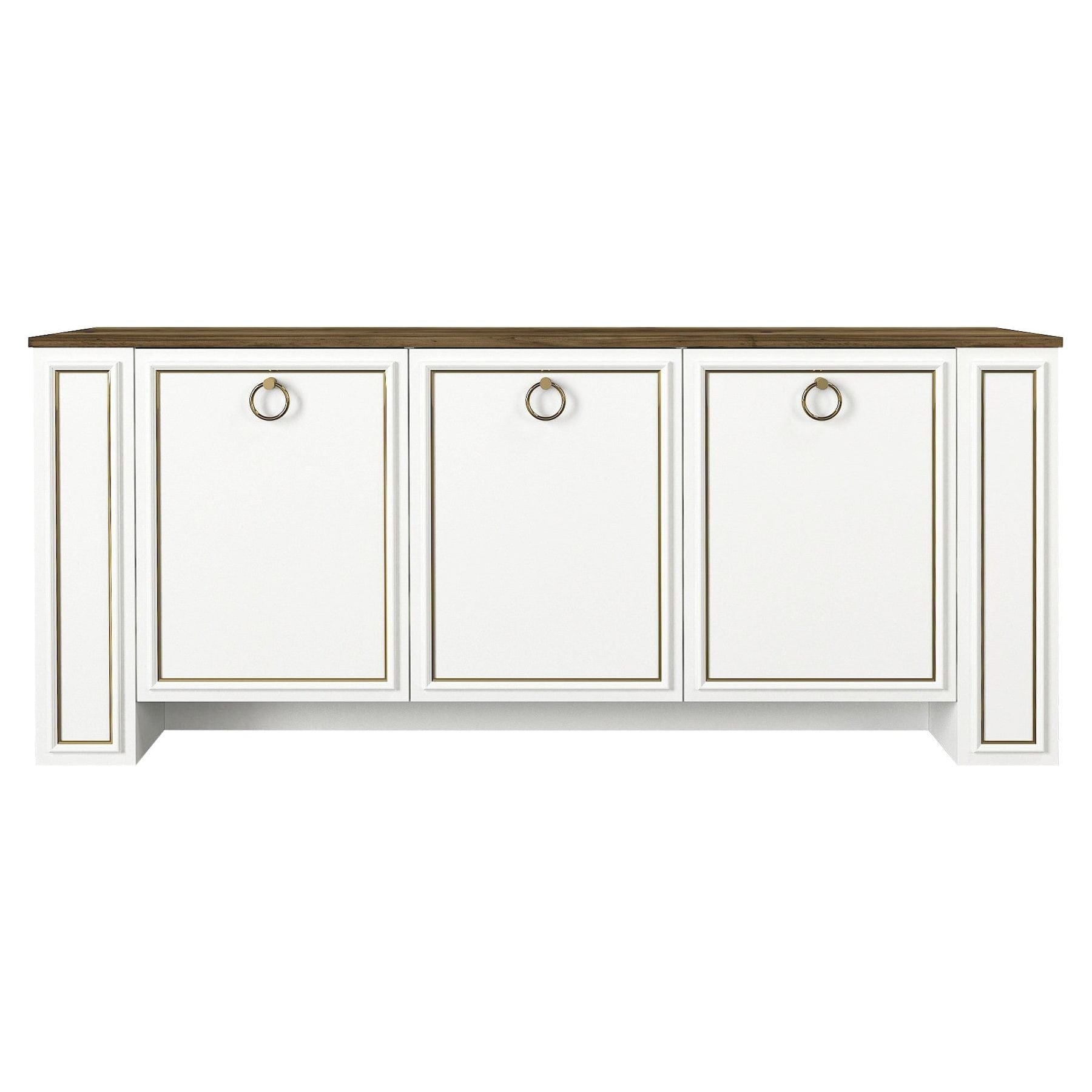 Comoda Sansa, alb/nuc, PAL melaminat, 180x76x45 cm