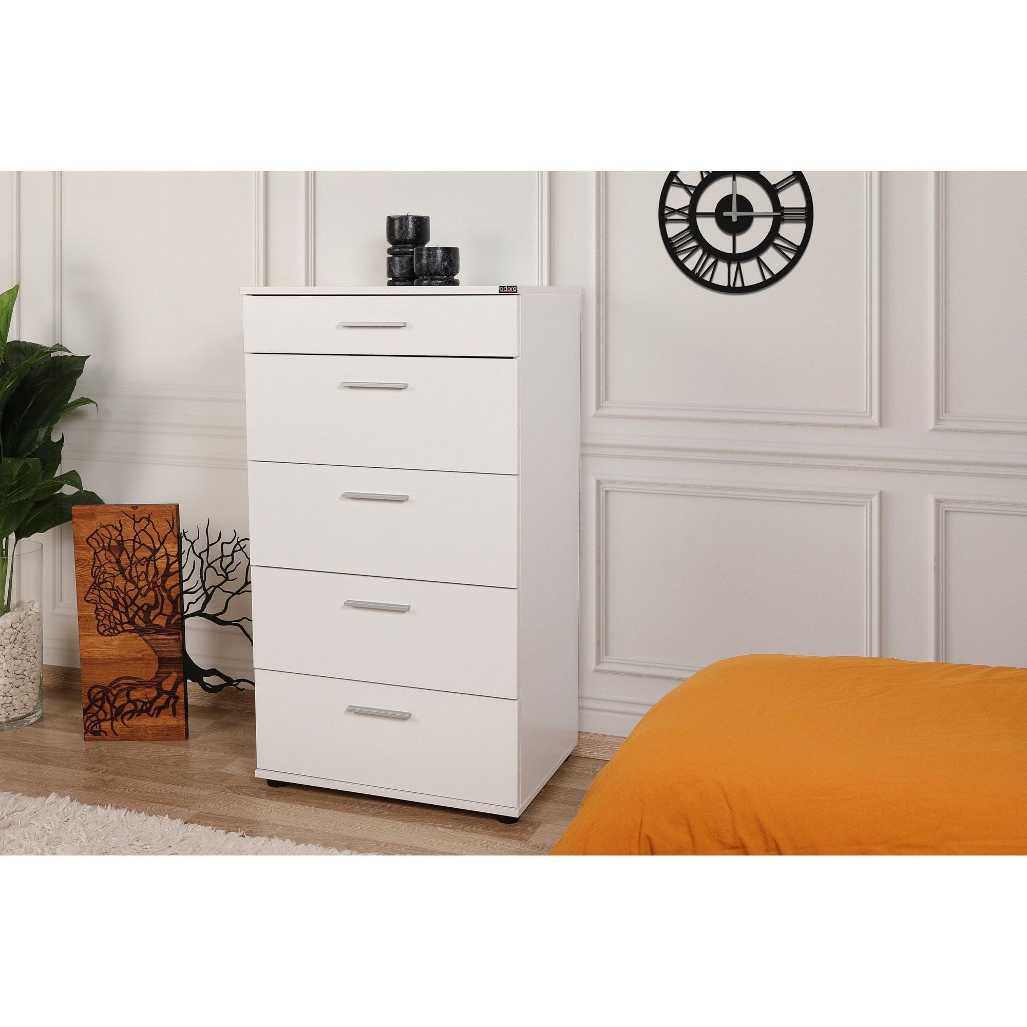 Comoda SFN-550-BB-1, alb, PAL melaminat, 60x44x108 cm