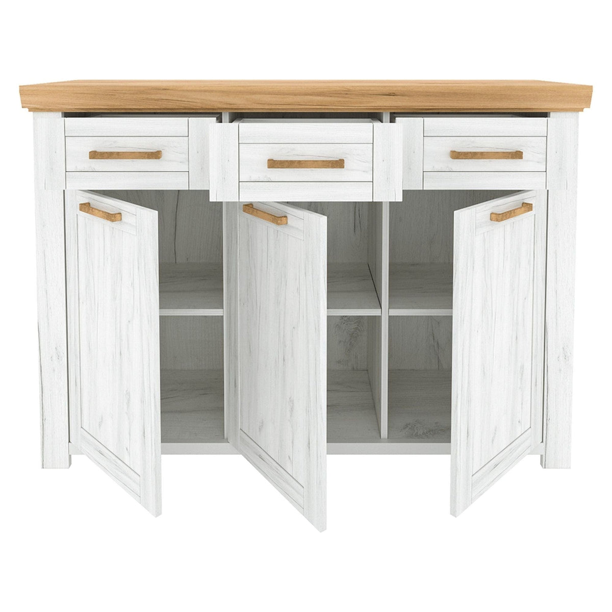 Comoda SUDBURY G, stejar craft auriu/stejar craft alb, DTD laminat, 138x42x97 cm