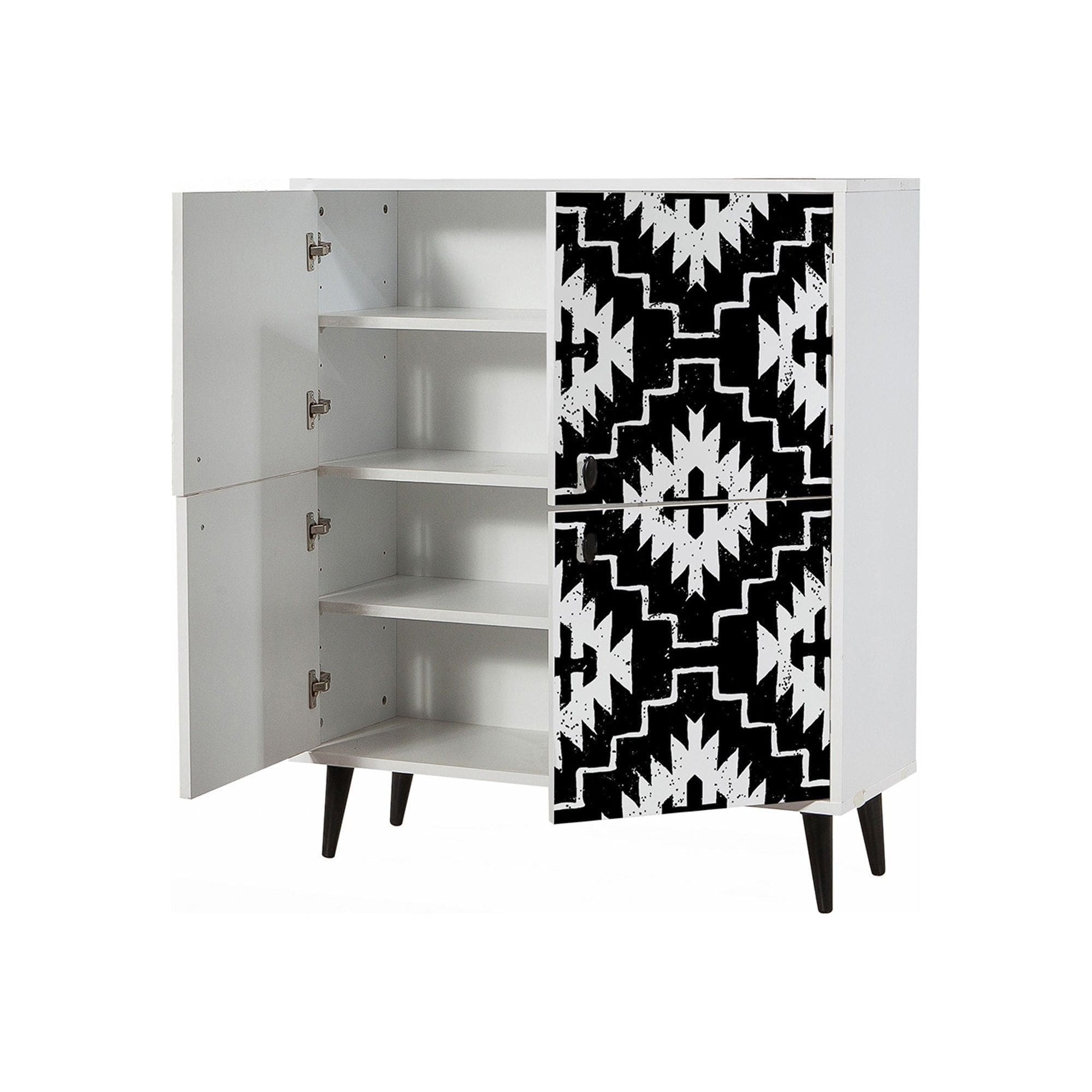 Comoda Swan, alb/negru, PAL melaminat, 95x36x111 cm