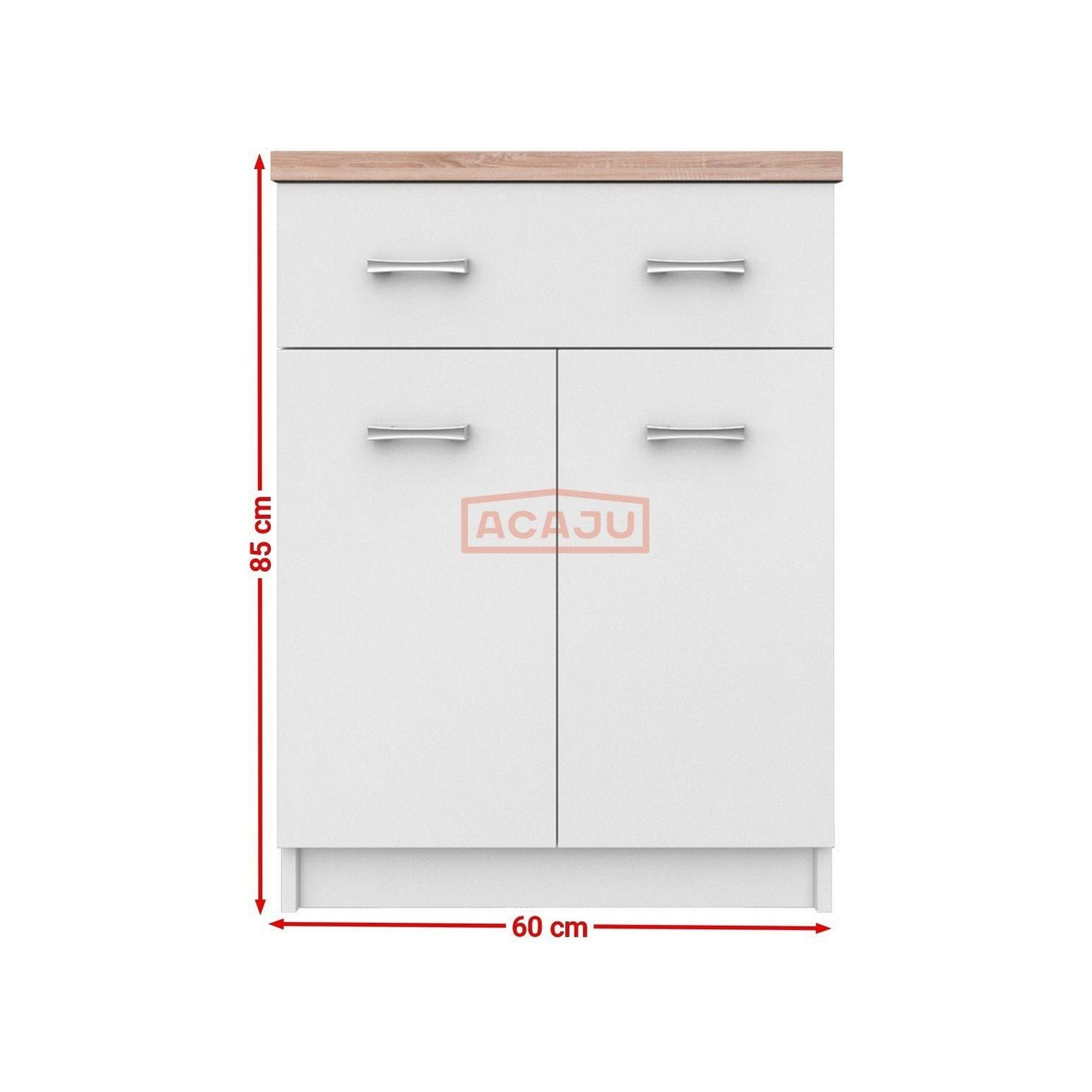 Comoda Top Mix, alb/stejar sonoma, PAL laminat, 60x33x85 cm