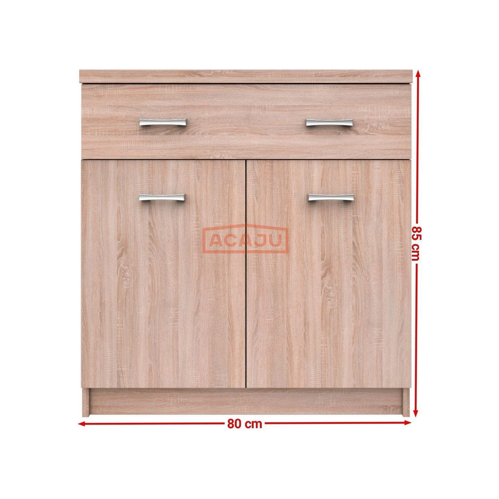 Comoda TOP MIX, stejar sonoma, PAL laminat, cu 2 usi si un sertar, 80x33x85 cm