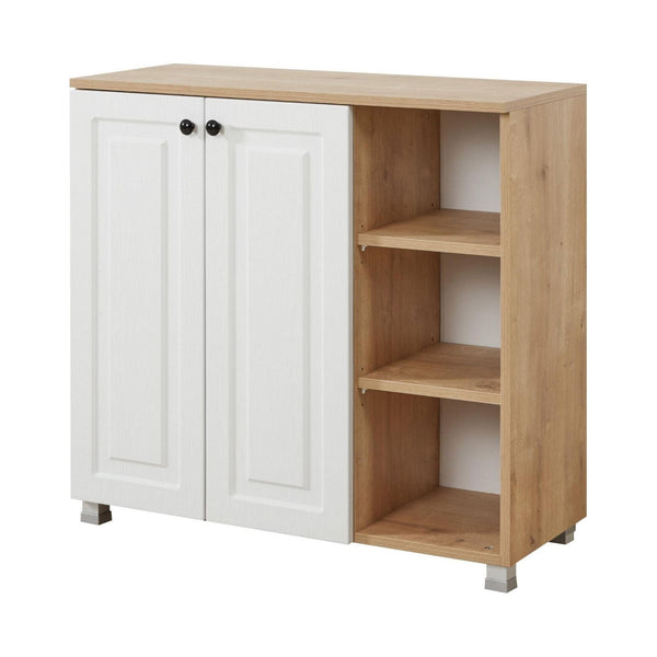 Comoda TUVALLE 018, stejar/alb, PAL melaminat/metal, 90x37x85 cm