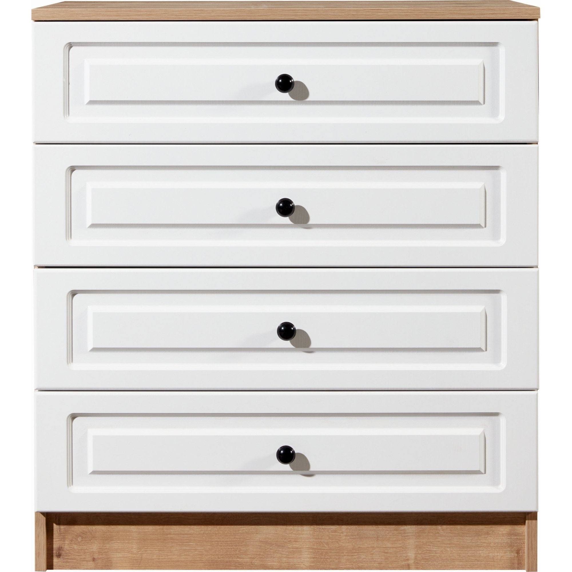 Comoda TUVALLE 026, alb/stejar, PAL melaminat, 80x49x90 cm