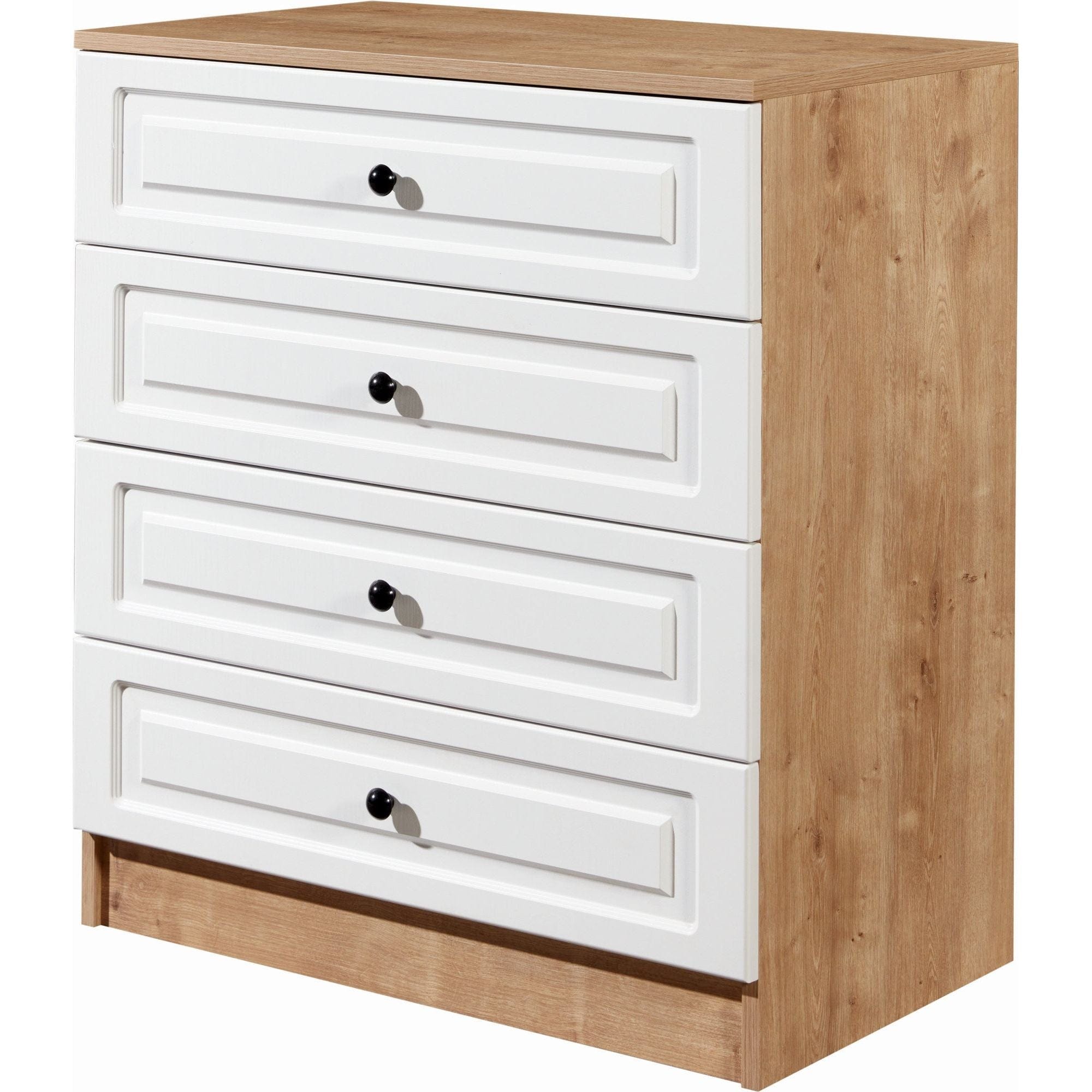Comoda TUVALLE 026, alb/stejar, PAL melaminat, 80x49x90 cm