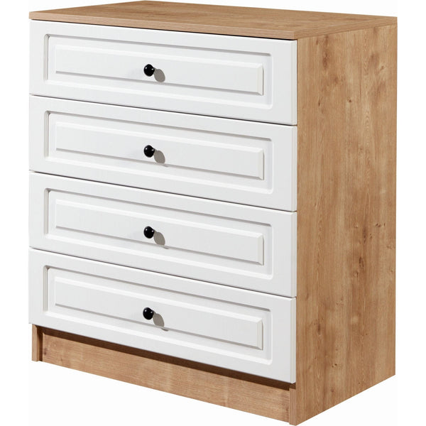 Comoda TUVALLE 026, alb/stejar, PAL melaminat, 80x49x90 cm