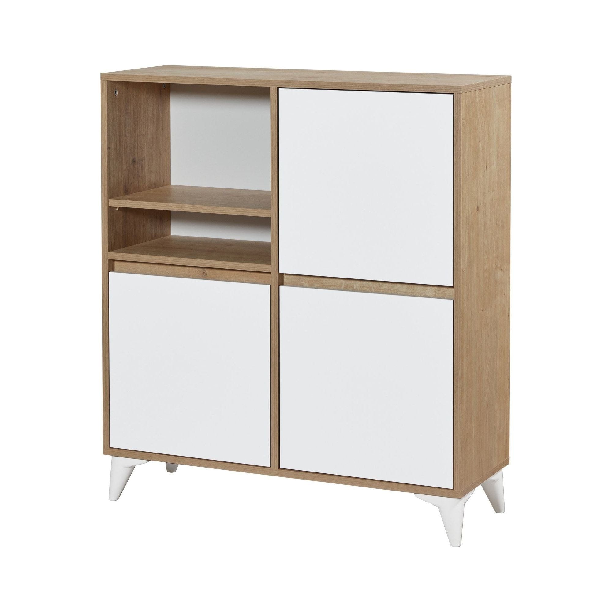 Comoda TUVALLE 042, alb/stejar, PAL melaminat, 97x35x109 cm