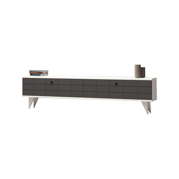 Comoda TV Alberi, alb/gri antracit, PAL melaminat, 160x25x35 cm