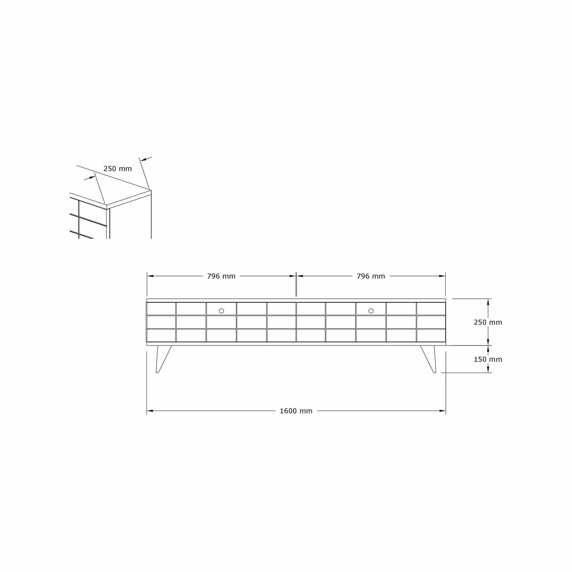 Comoda TV Alberi, alb/gri antracit, PAL melaminat, 160x25x35 cm