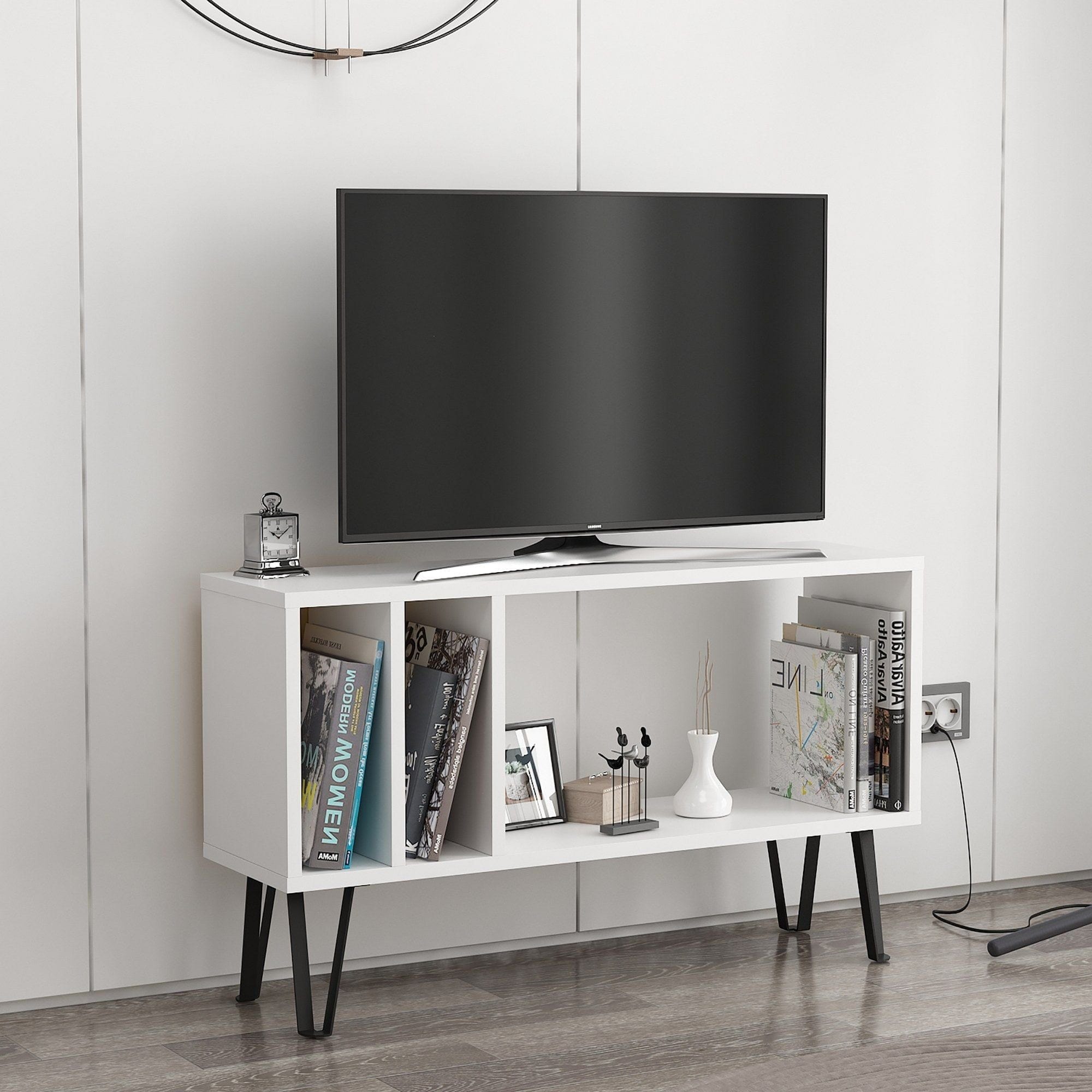 Comoda TV ARVEN, alb/stejar sonoma, PAL melaminat, 90x25x53 cm