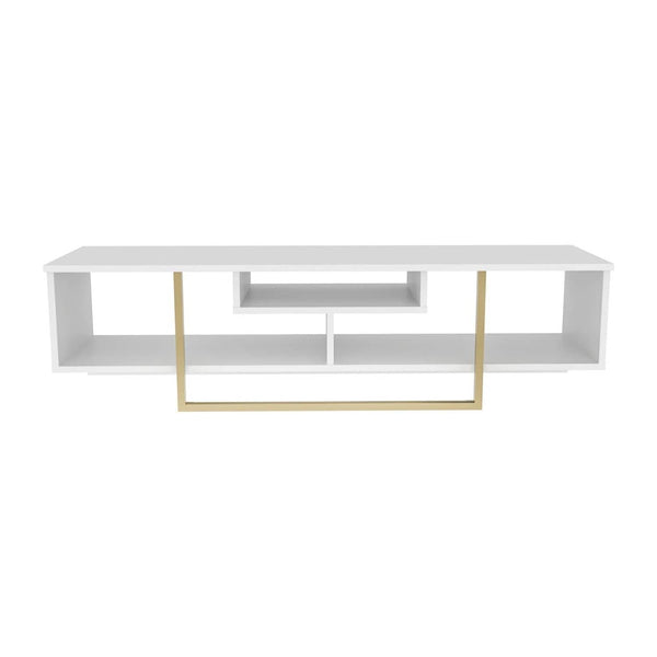 Comoda TV ASAL 150, alb/auriu, PAL melaminat, 150x35x40 cm