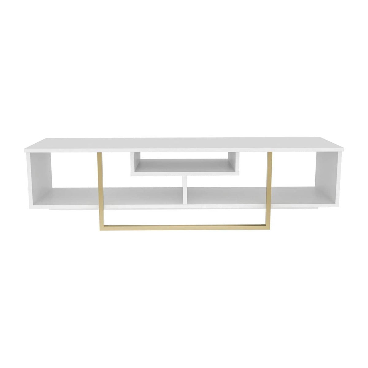 Comoda TV ASAL 150, alb/auriu, PAL melaminat, 150x35x40 cm