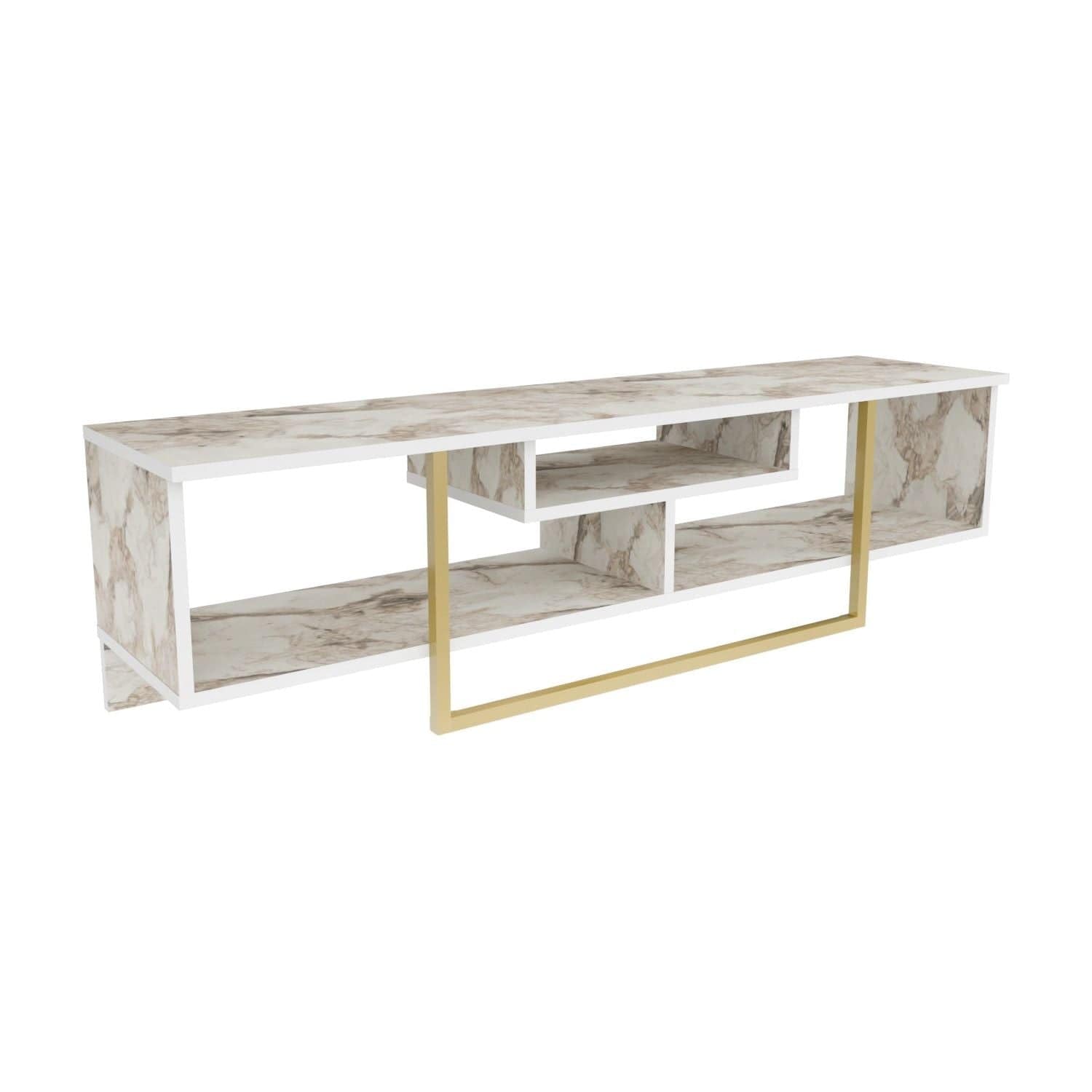 Comoda TV ASAL 150, bej/auriu, PAL melaminat, 150x35x40 cm