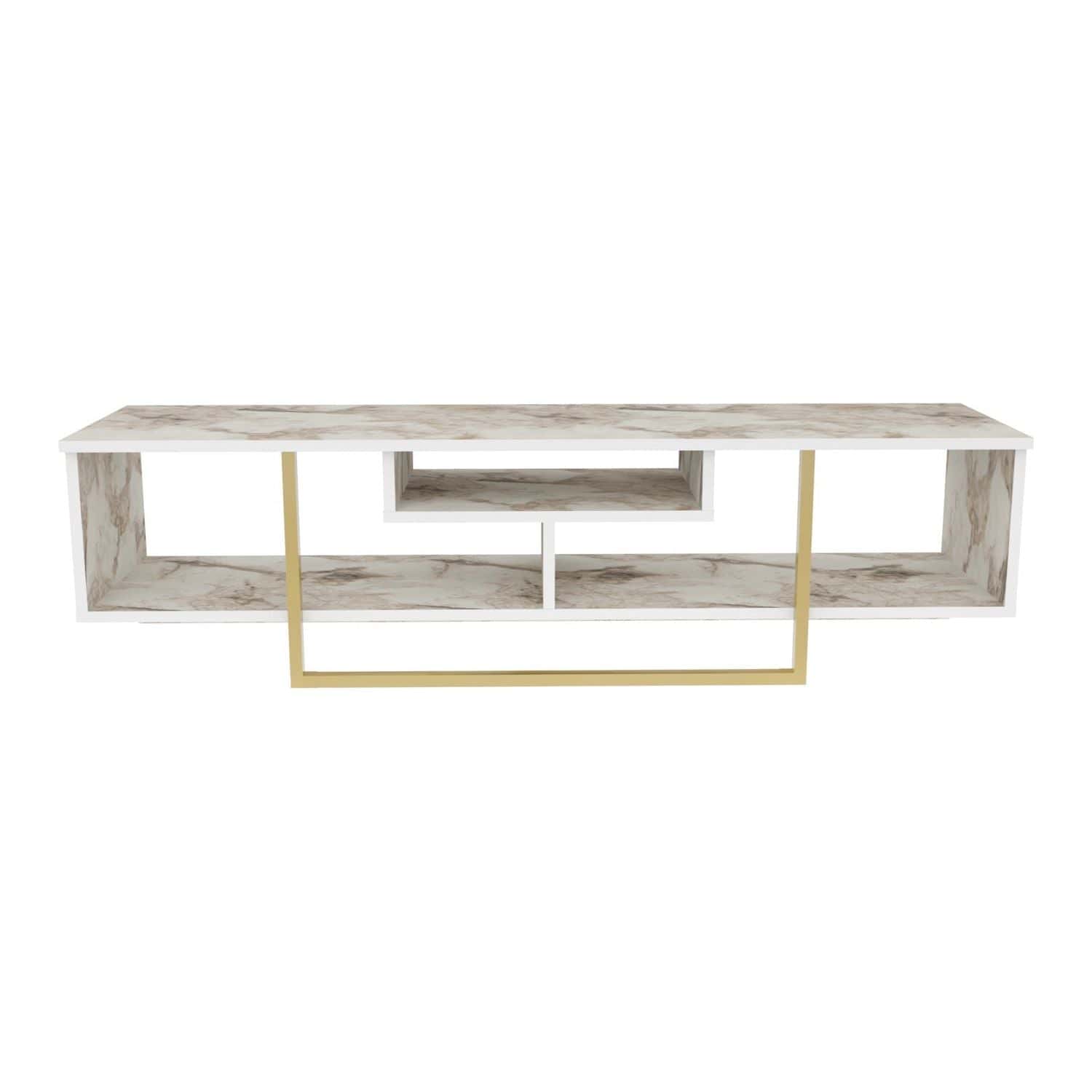 Comoda TV ASAL 150, bej/auriu, PAL melaminat, 150x35x40 cm