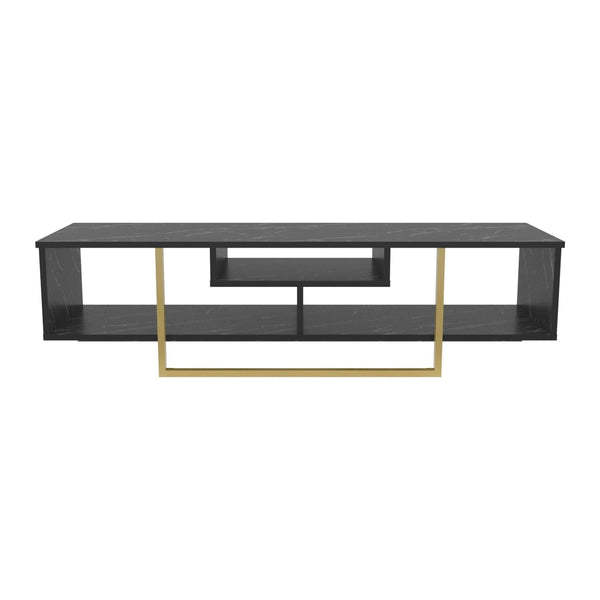 Comoda TV ASAL 150, negru/auriu, PAL melaminat, 150x35x40 cm
