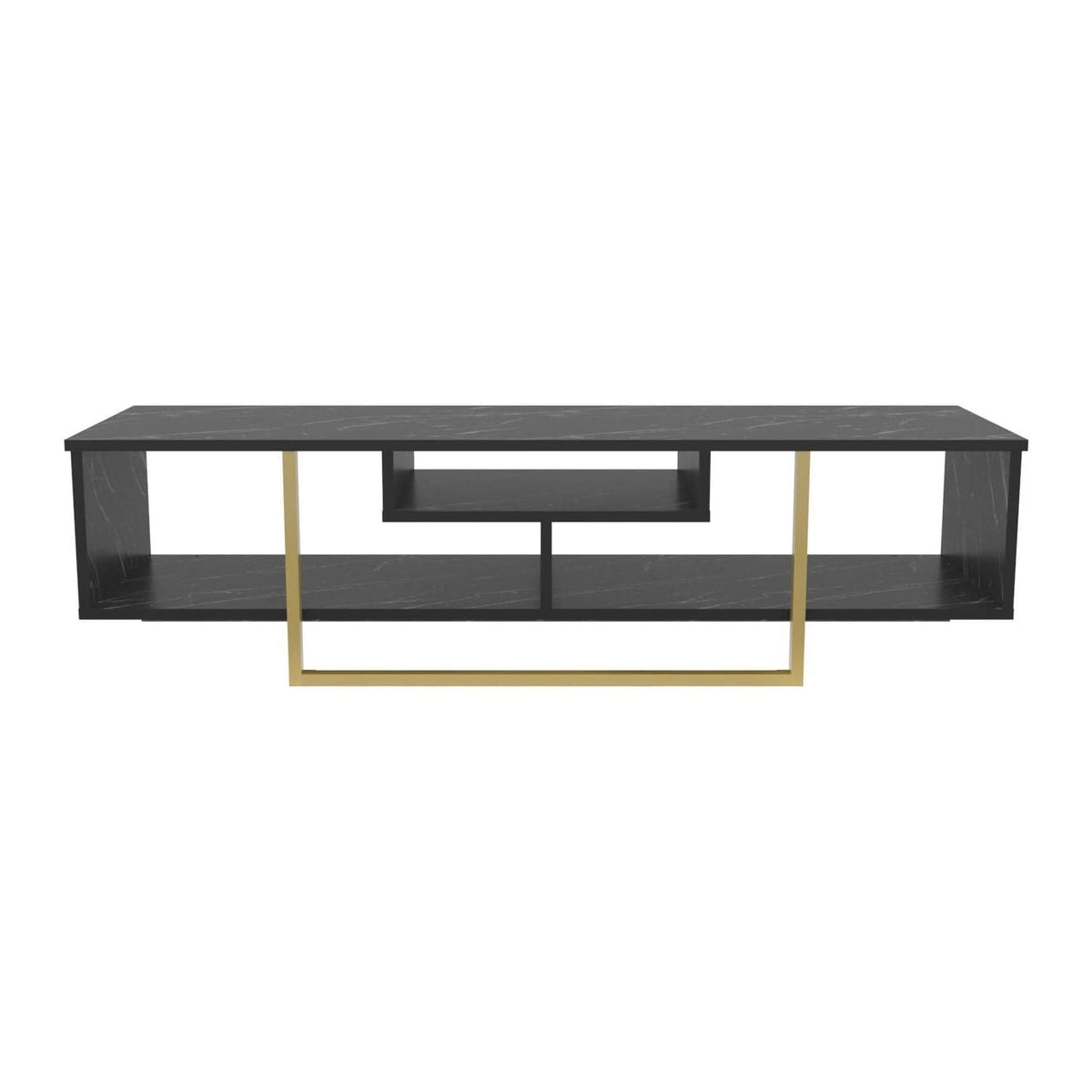 Comoda TV ASAL 150, negru/auriu, PAL melaminat, 150x35x40 cm