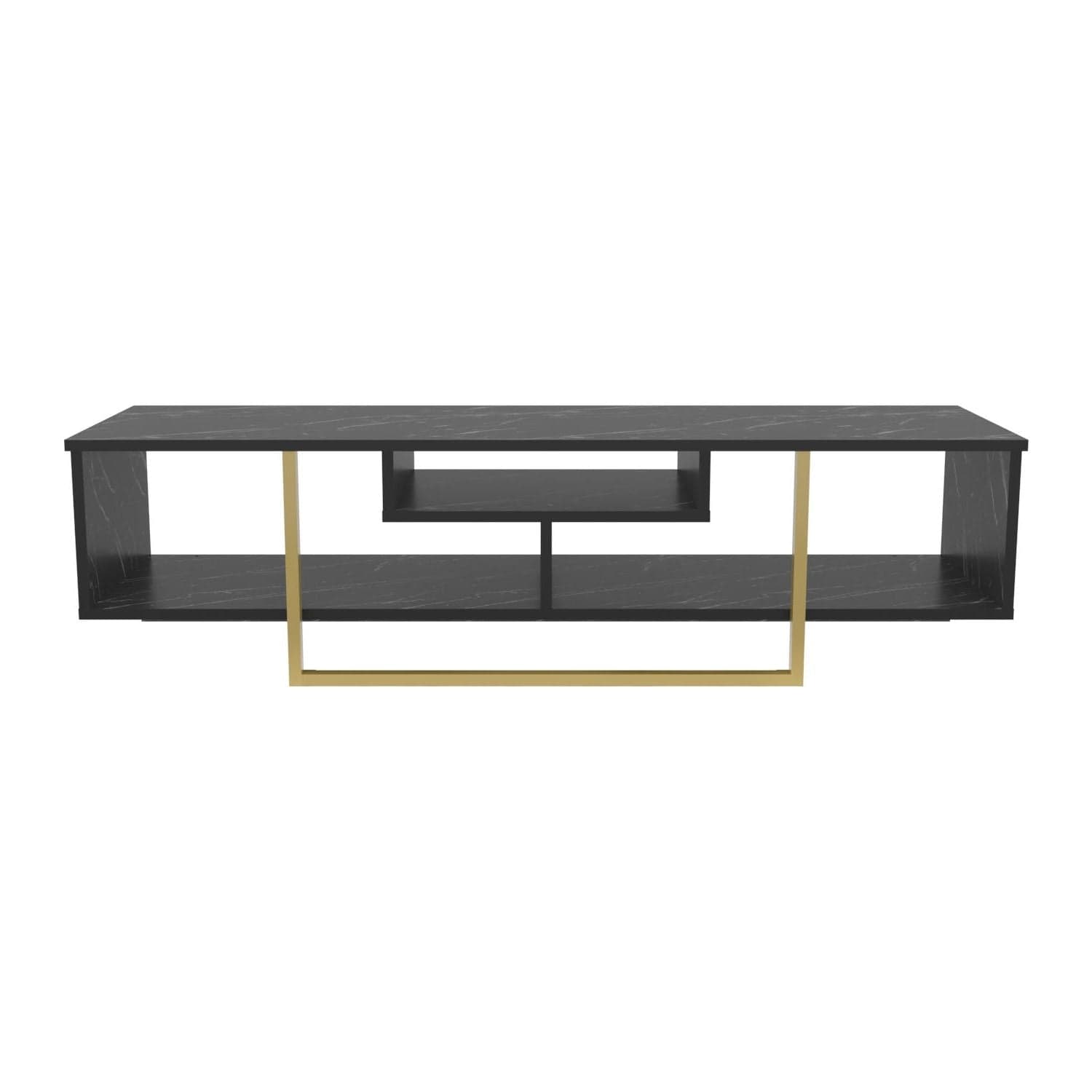 Comoda TV ASAL 150, negru/auriu, PAL melaminat, 150x35x40 cm