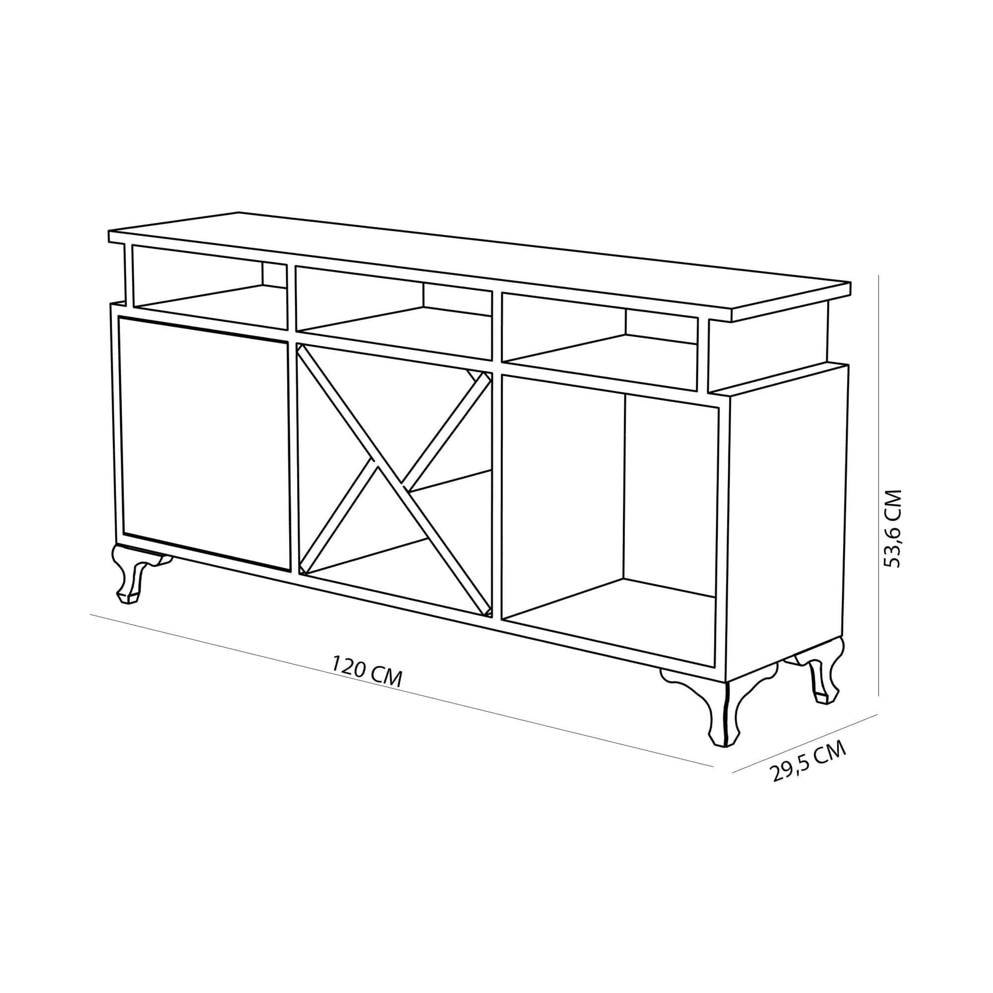 Comoda TV AY, alb/stejar, PAL melaminat, 120x30x54 cm