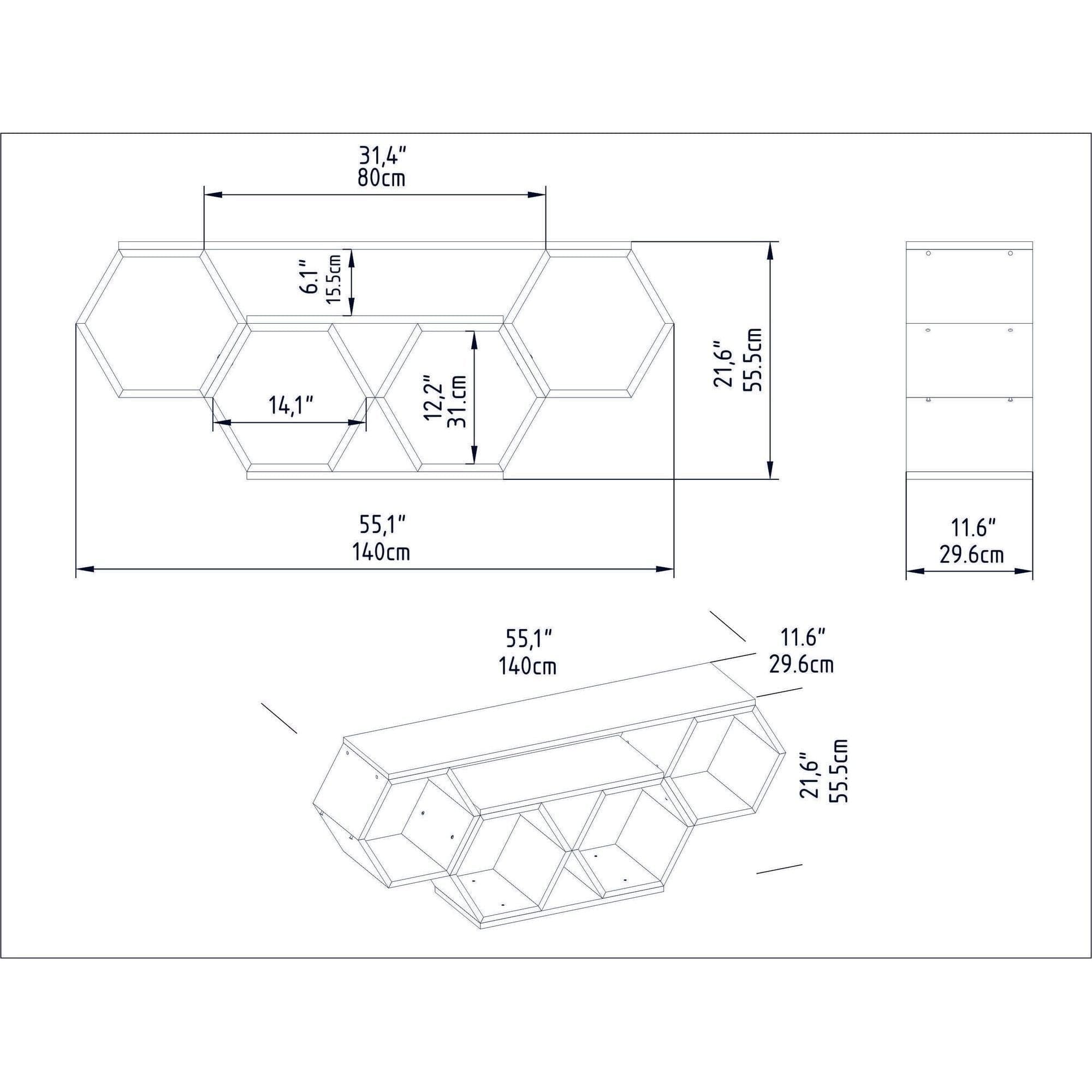 Comoda TV BAL, stejar/alb, PAL melaminat, 140x30x56 cm