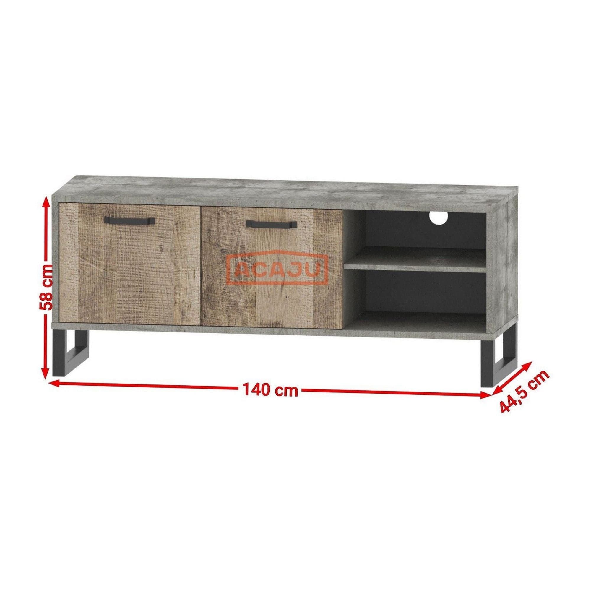 Comoda TV bari, stejar nisip/gri, PAL laminat, 140x45x58 cm