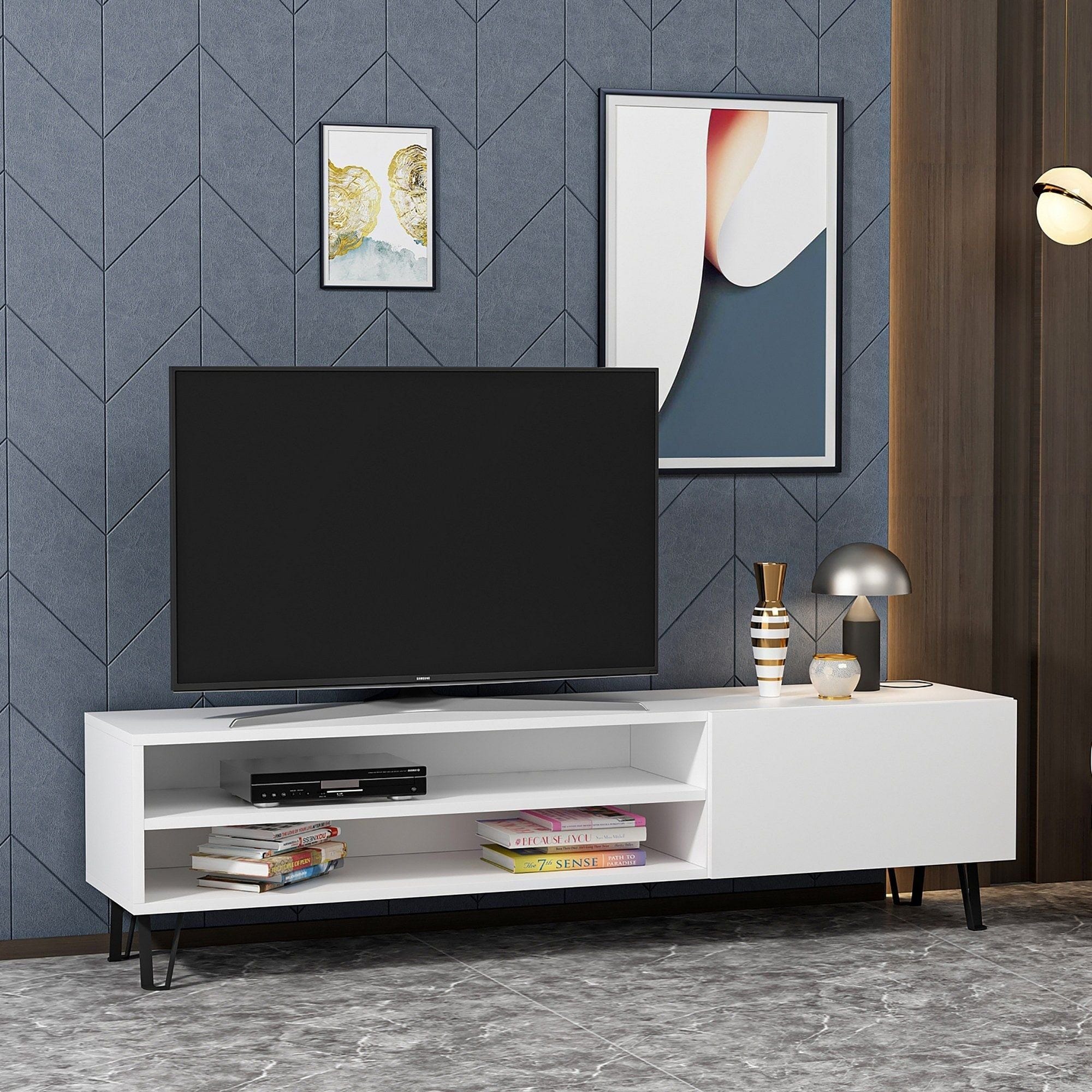 Comoda TV BLAKE, alb, PAL melaminat, 160x37x47 cm