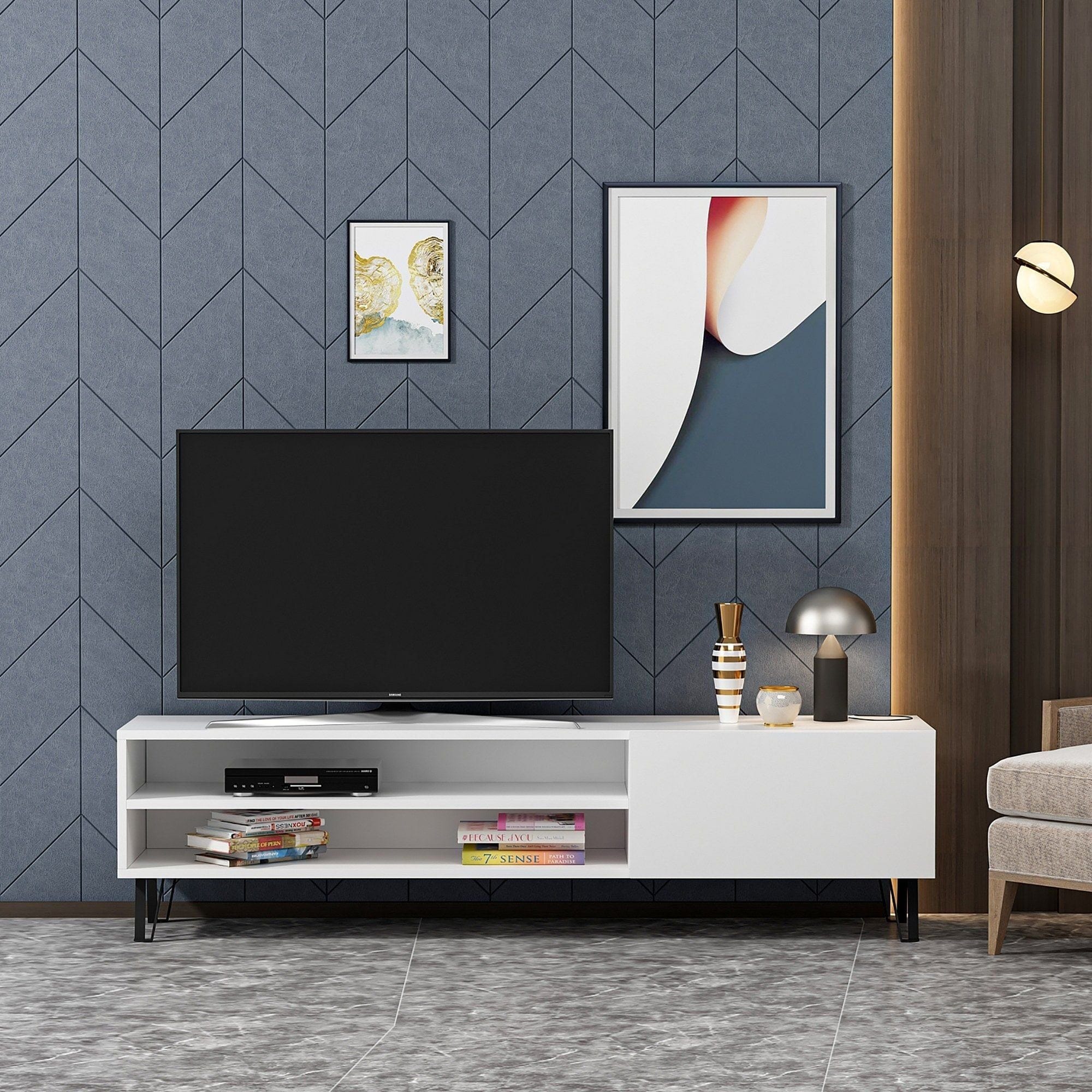 Comoda TV BLAKE, alb, PAL melaminat, 160x37x47 cm