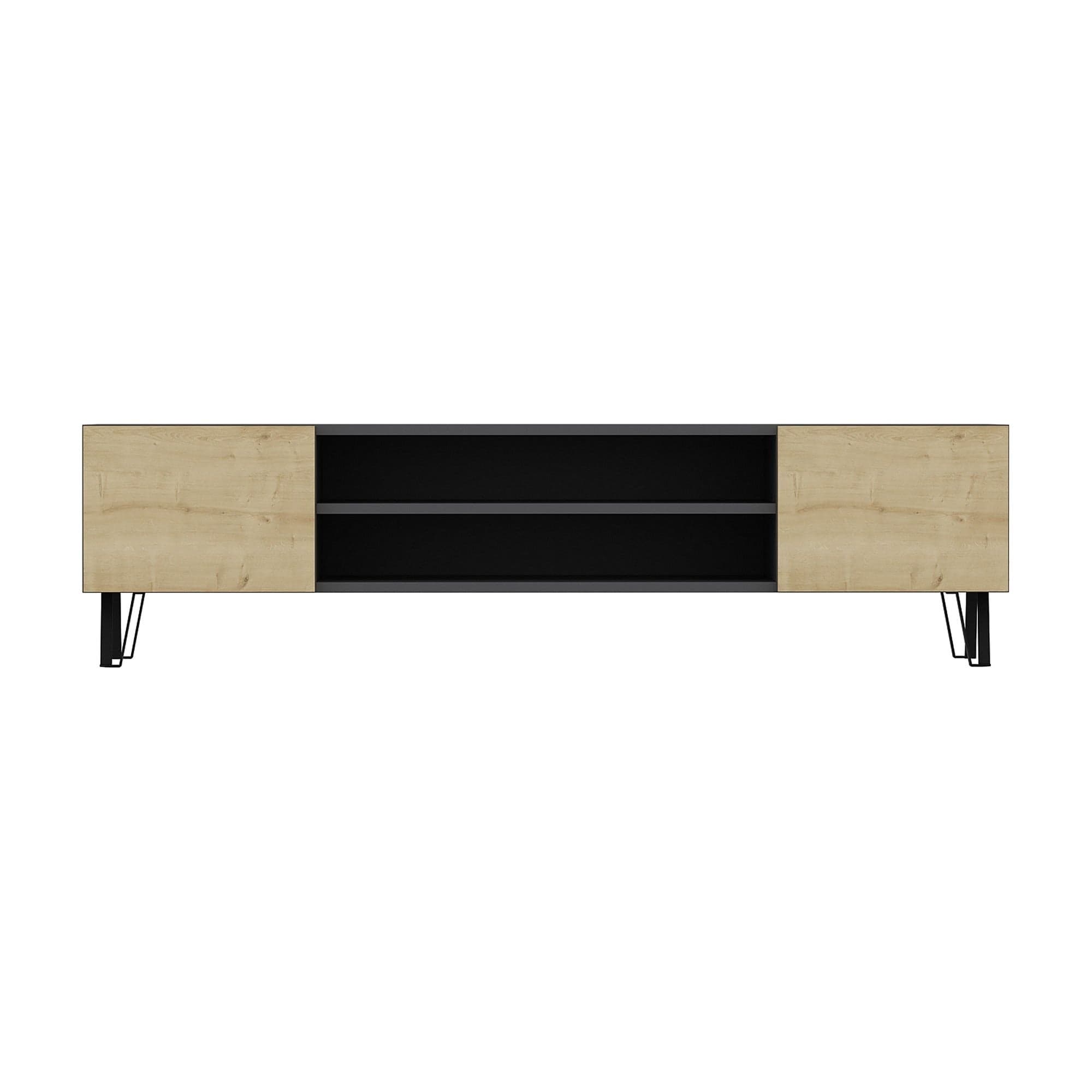 Comoda TV BLOOM, gri/stejar, PAL melaminat, 160x37x47 cm