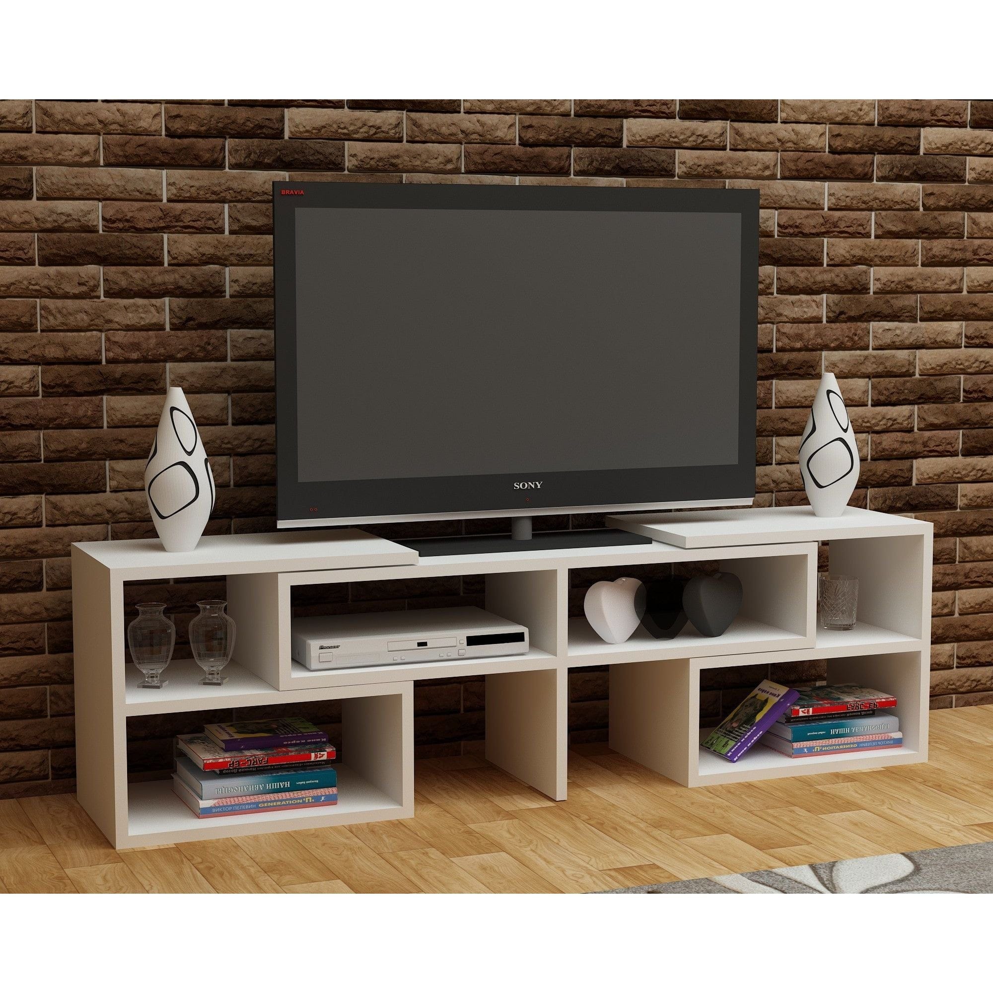 Comoda TV CARE, alb, PAL melaminat, 137x30x40 cm