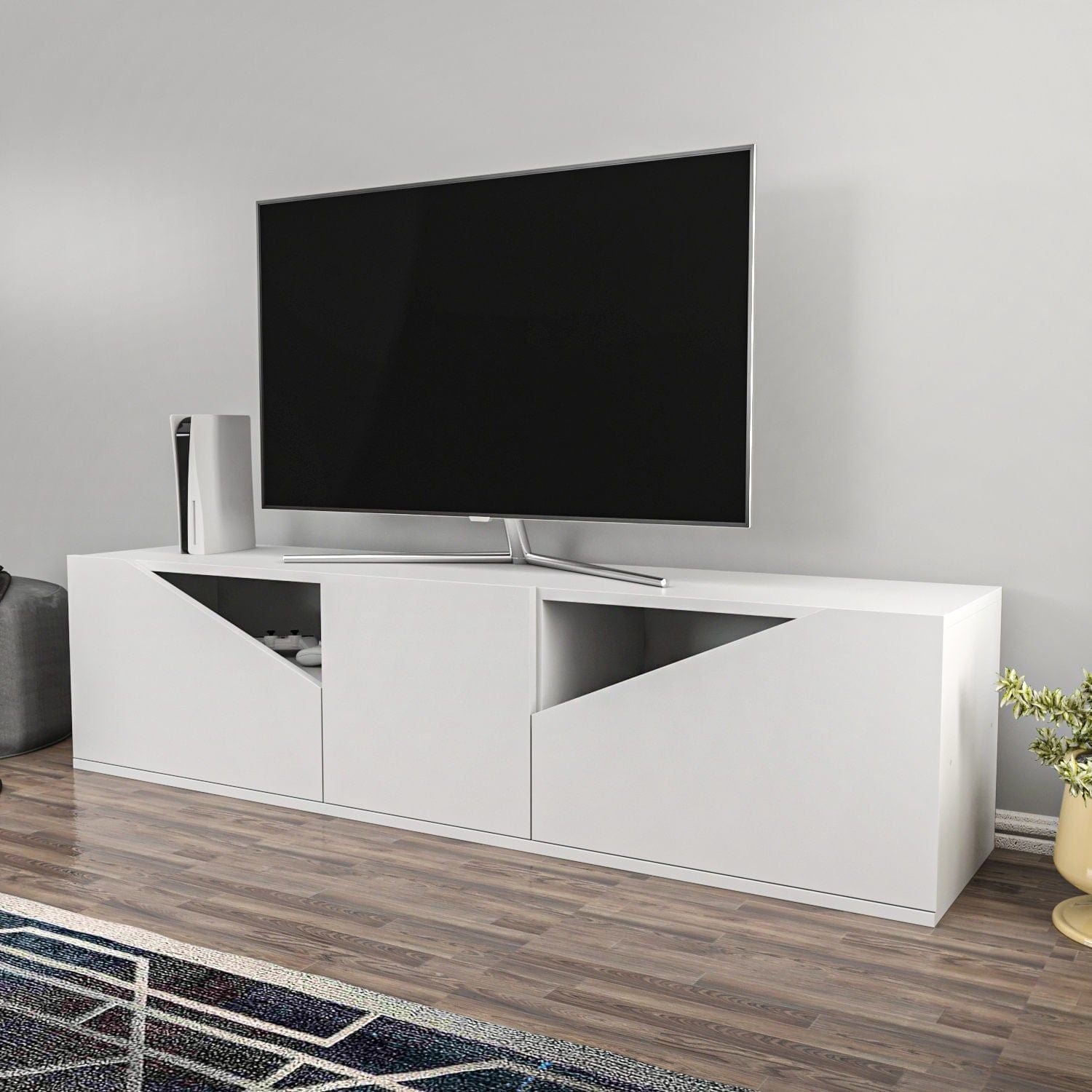 Comoda TV CARSON, alb, PAL melaminat, 160x35x40 cm