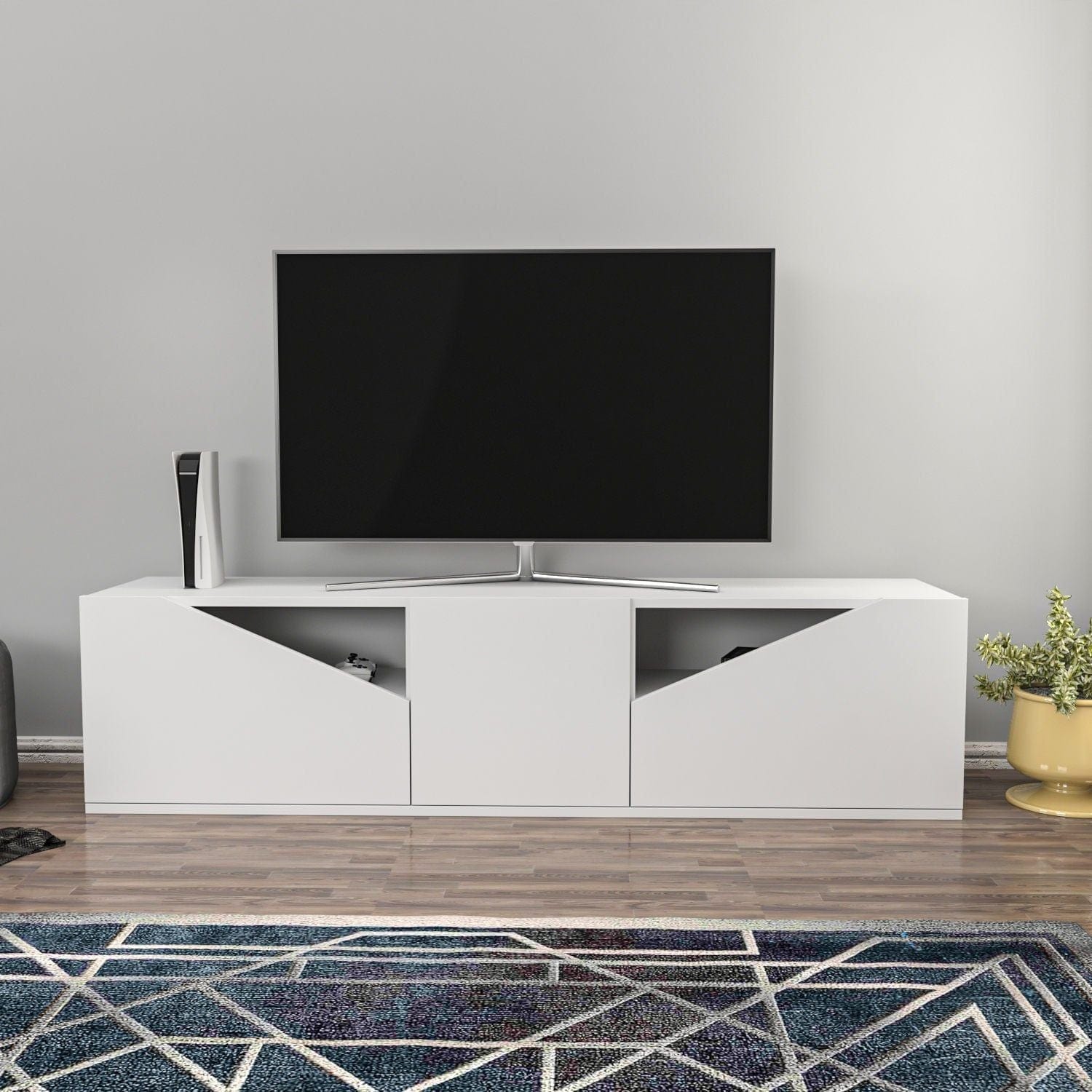 Comoda TV CARSON, alb, PAL melaminat, 160x35x40 cm