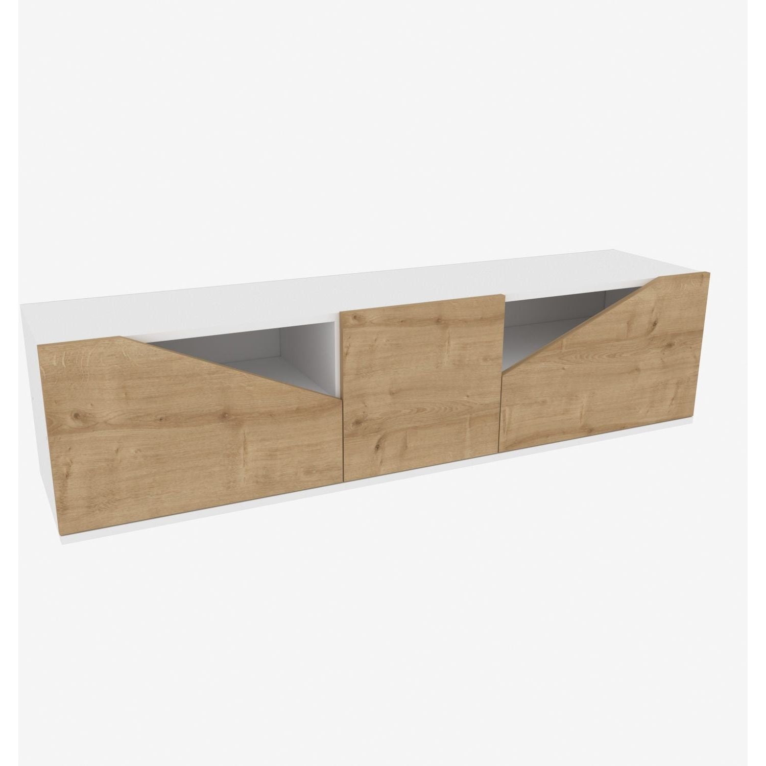 Comoda TV CARSON, alb/stejar, PAL melaminat, 160x35x40 cm