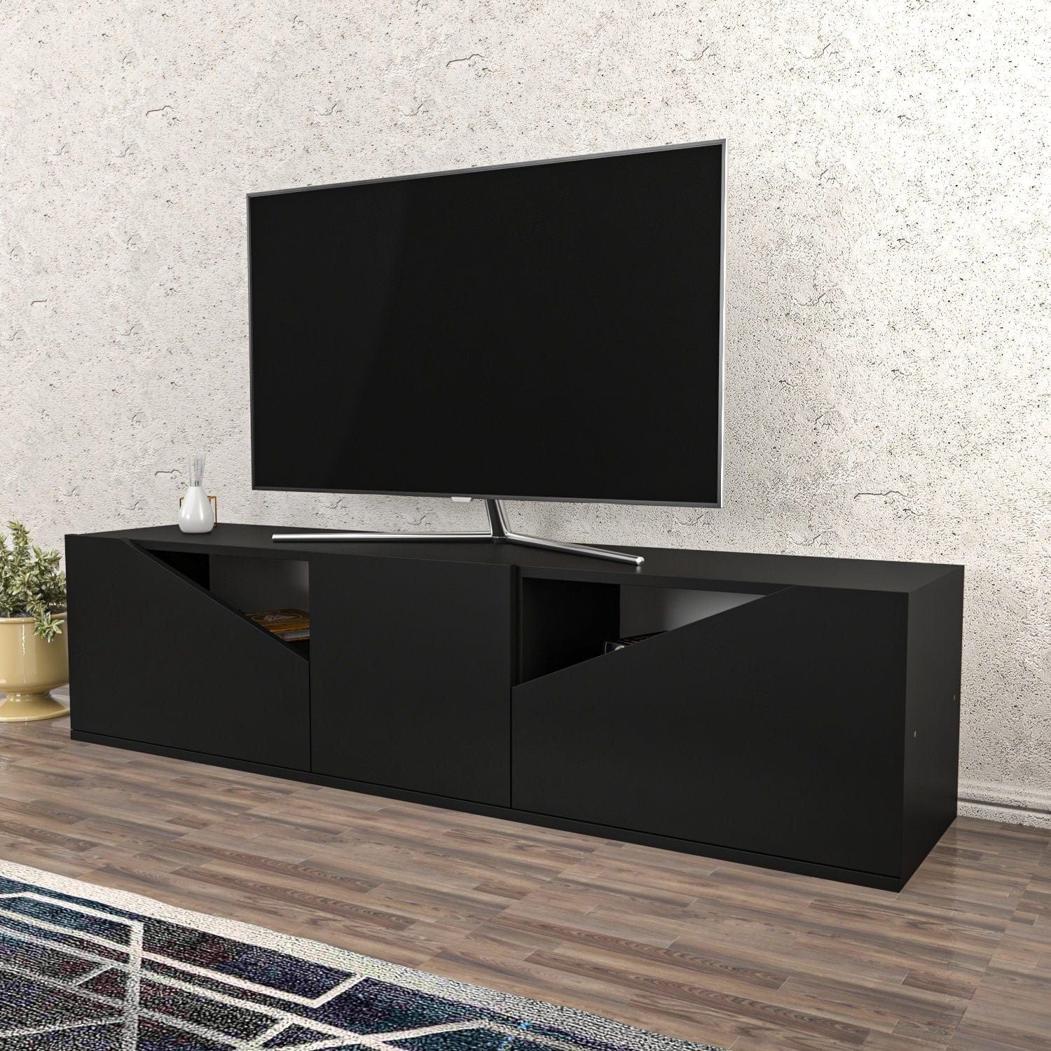 Comoda TV CARSON, gri, PAL melaminat, 160x35x40 cm