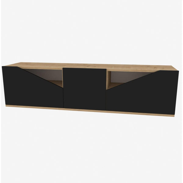 Comoda TV CARSON, negru/stejar, PAL melaminat, 160x35x40 cm