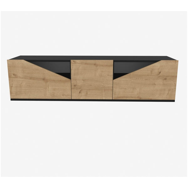 Comoda TV CARSON, stejar/negru, PAL melaminat, 160x35x40 cm