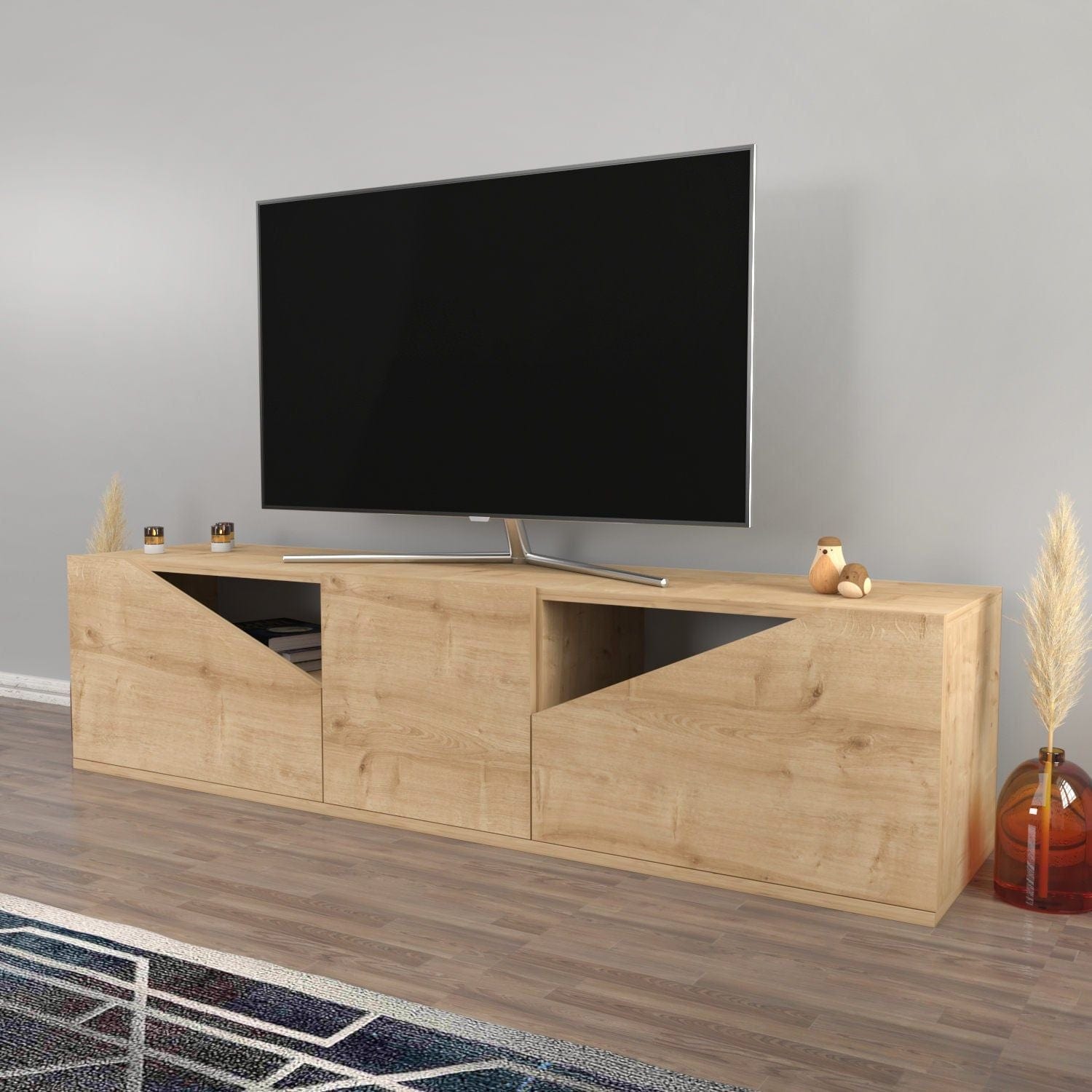Comoda TV CARSON, stejar, PAL melaminat, 160x35x40 cm