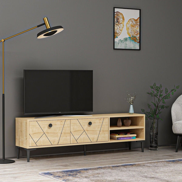 Comoda TV CLARA, stejar grafit, PAL melaminat, 150x30x45 cm