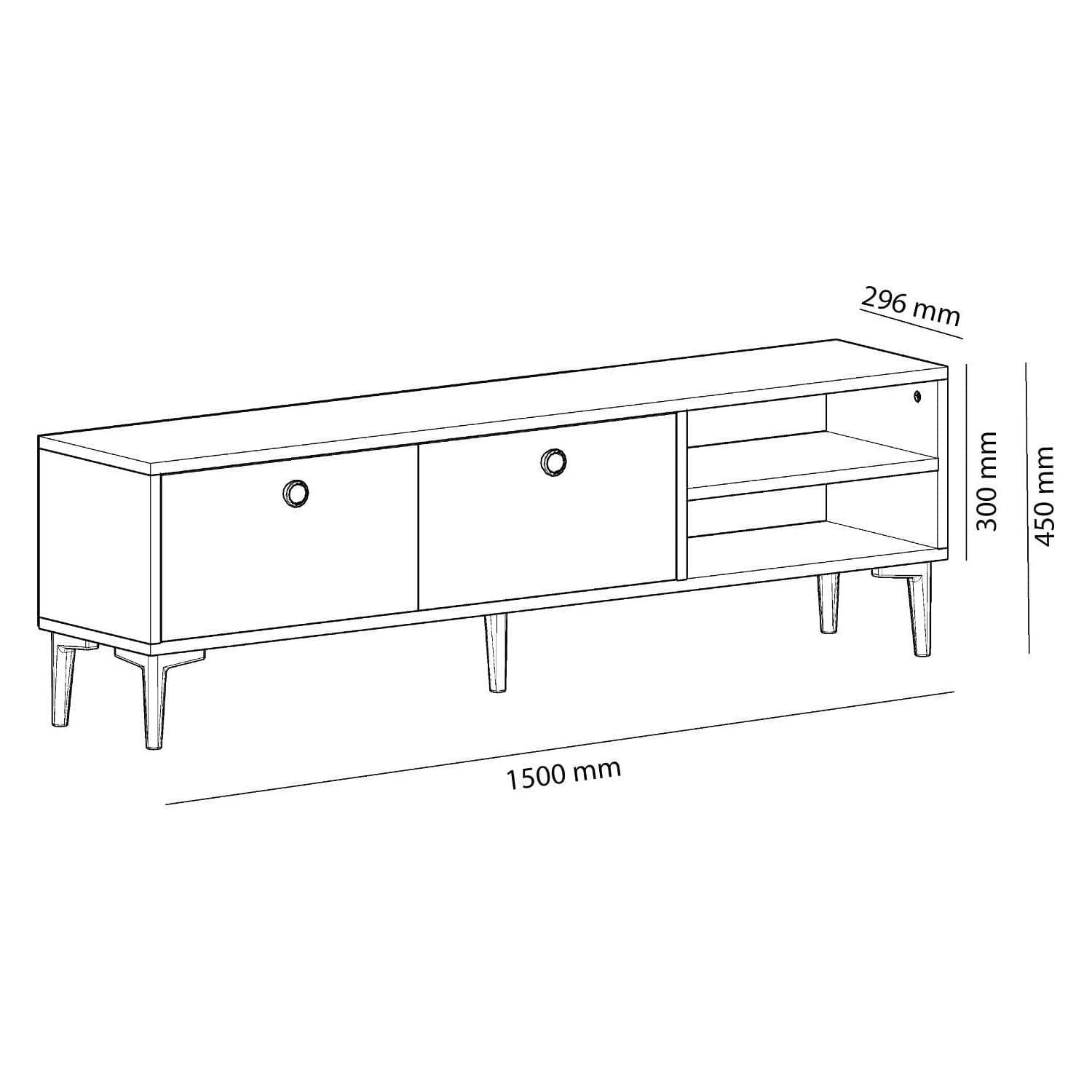 Comoda TV CLARA, stejar grafit, PAL melaminat, 150x30x45 cm