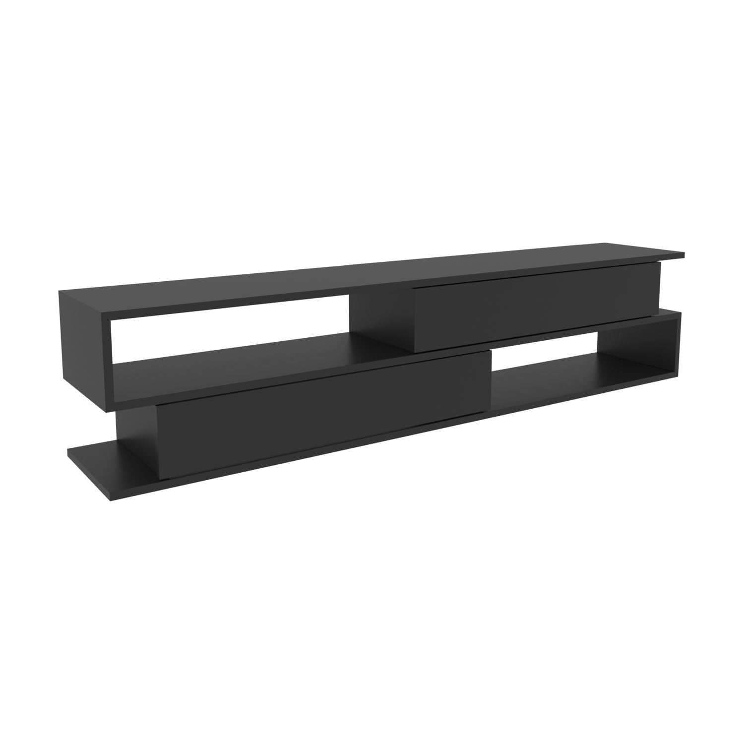 Comoda TV CORTEZ, gri, PAL melaminat, 160x35x39 cm