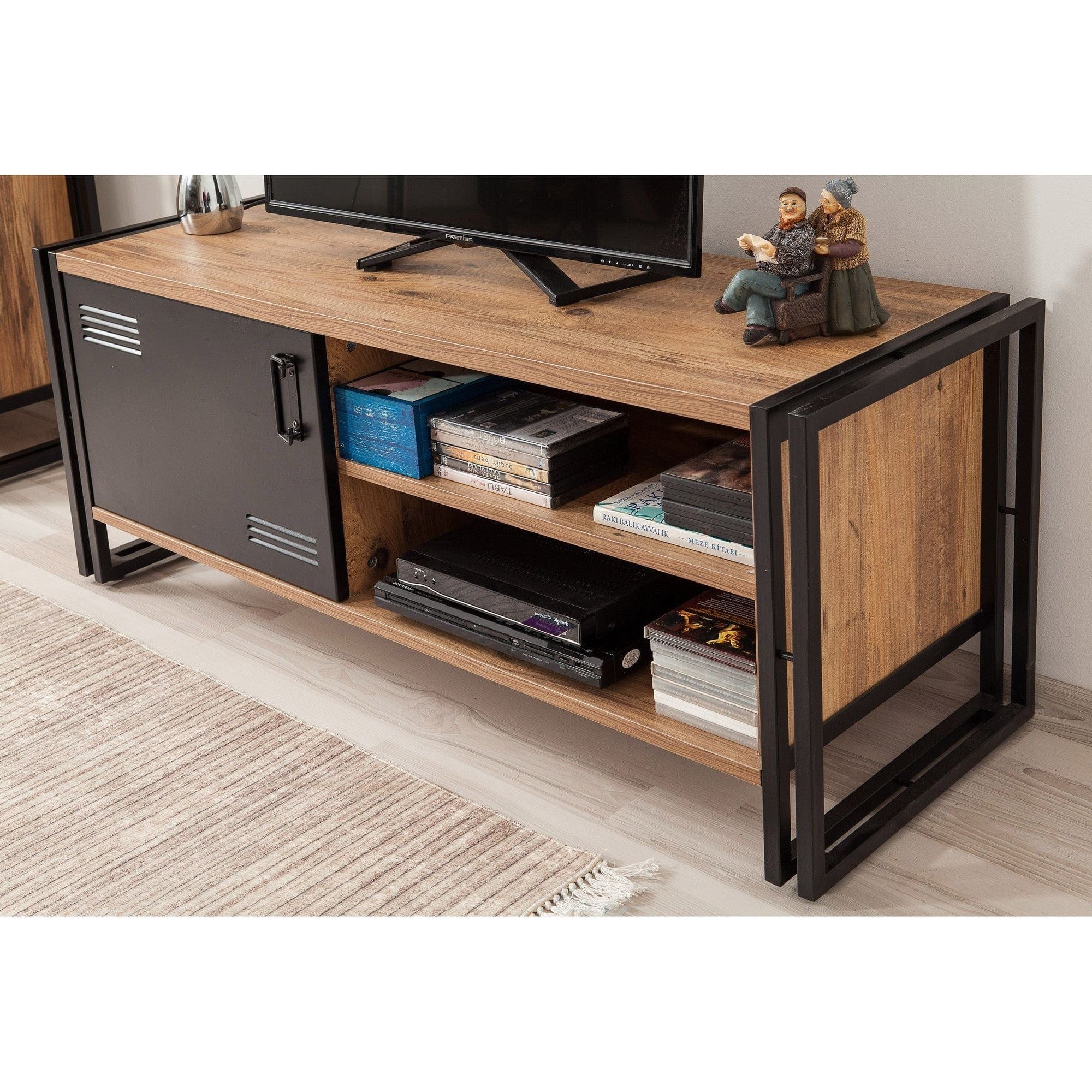 Comoda TV Cosmo Foris, stejar/gri antracit, PAL melaminat, 130x45x50 cm