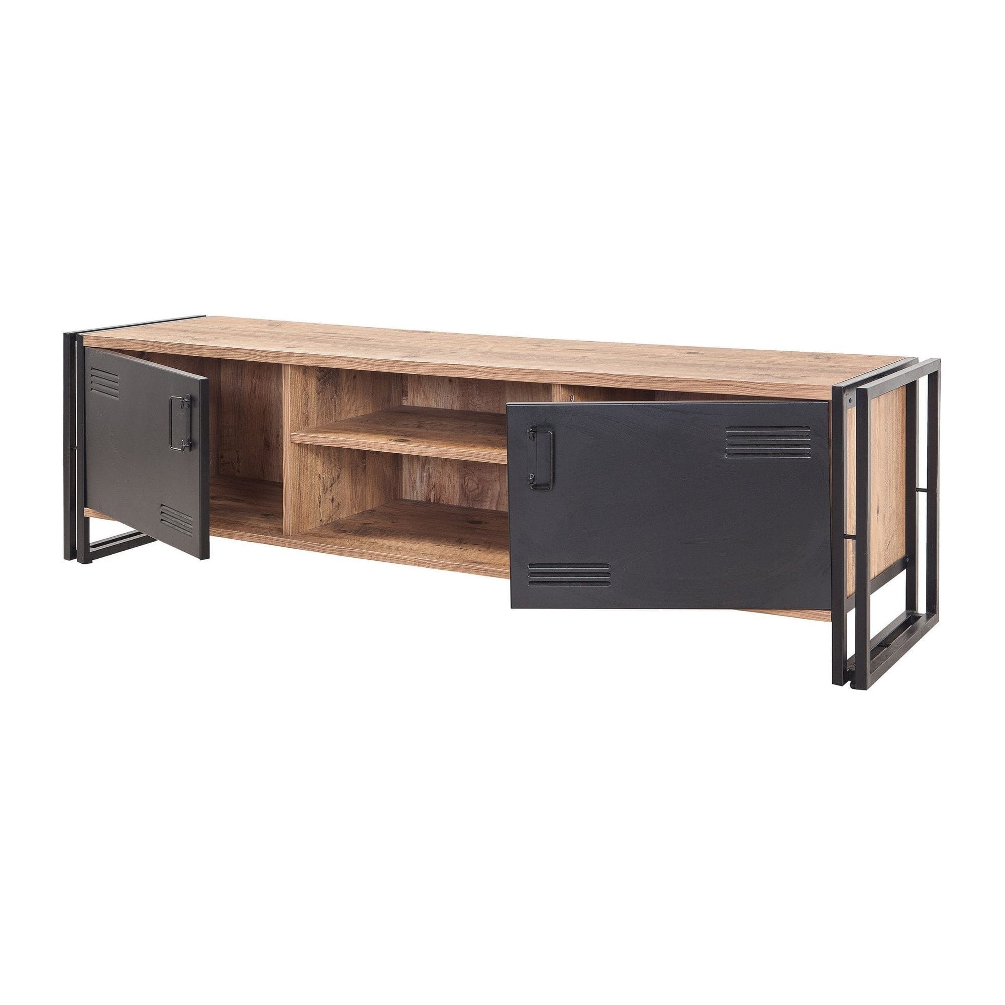Comoda TV Cosmo Rex, stejar/negru, PAL melaminat, 180x45x50 cm