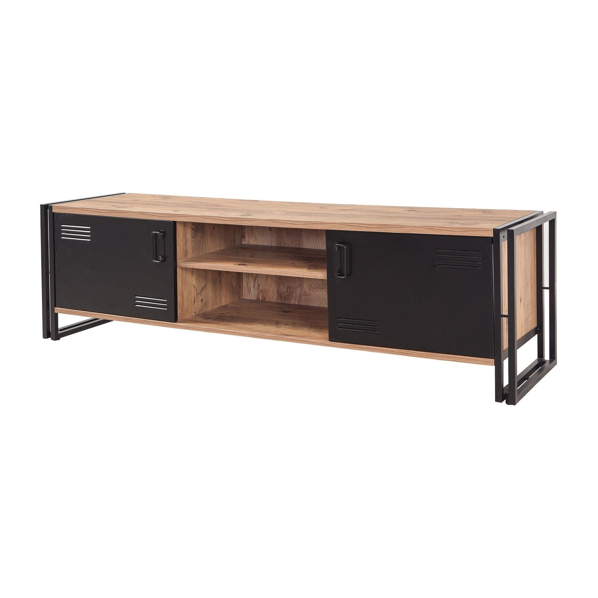 Comoda TV Cosmo Rex, stejar/negru, PAL melaminat, 180x45x50 cm