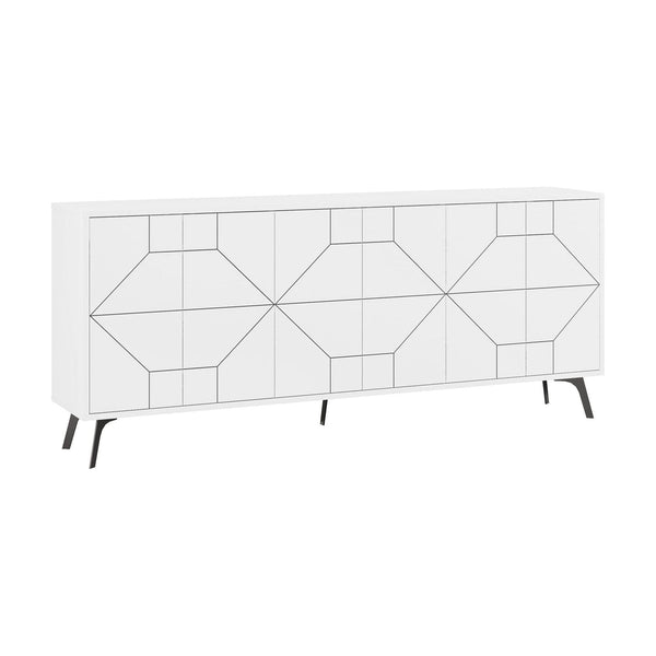 Comoda TV DUNE, alb/negru, PAL melaminat, 184x35x77 cm