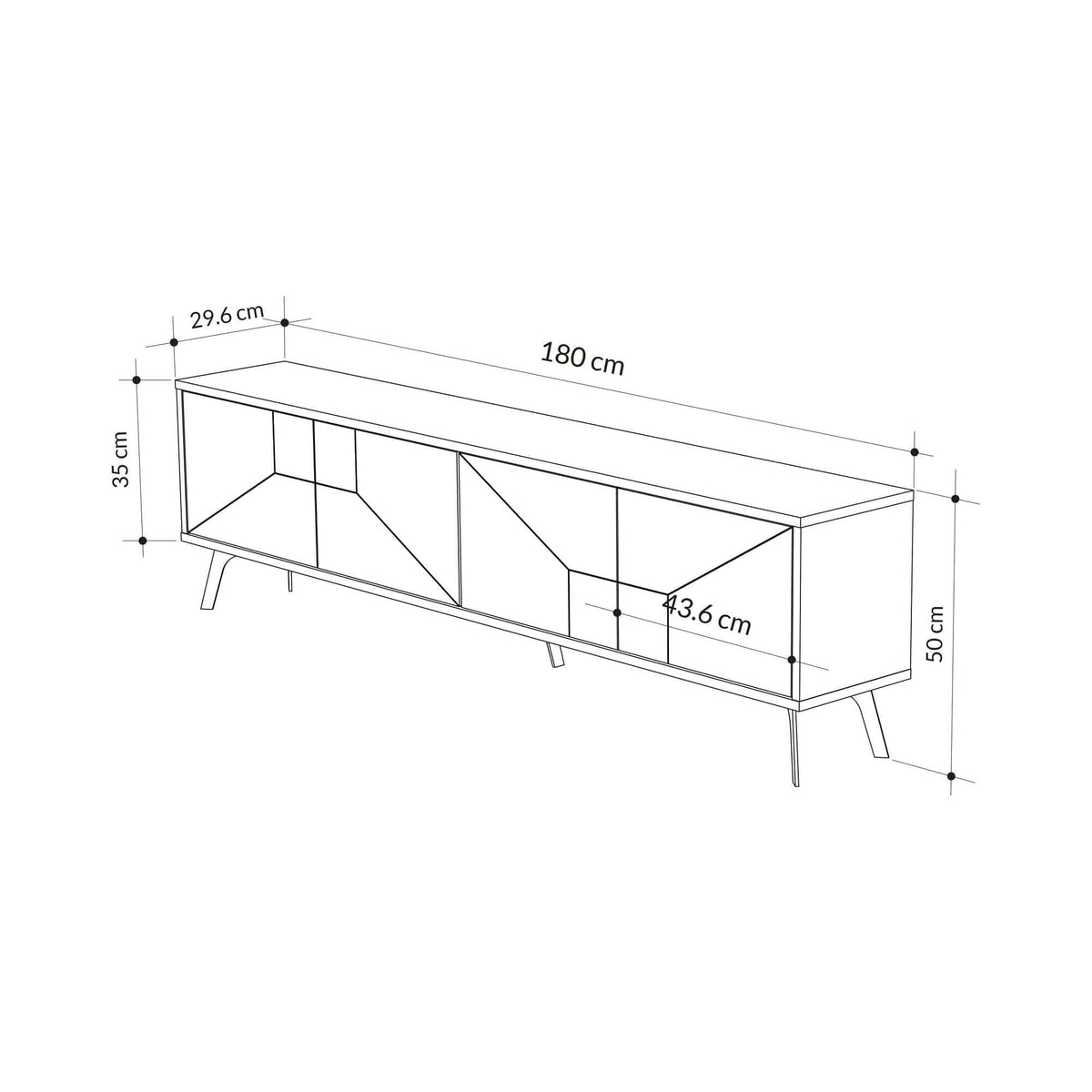 Comoda TV DUNE, stejar, PAL melaminat, 180x30x50 cm