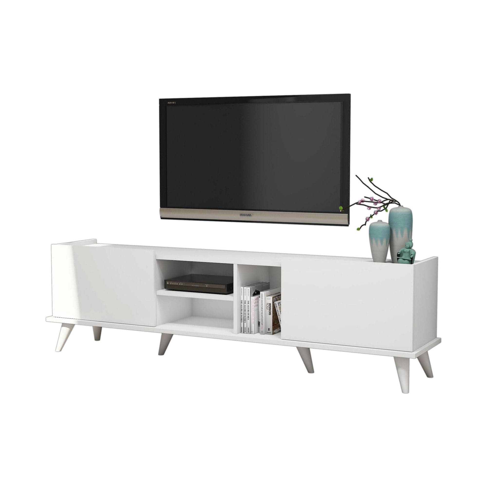 Comoda TV ELEGANTE 1320, alb, PAL melaminat, 180x34x52 cm
